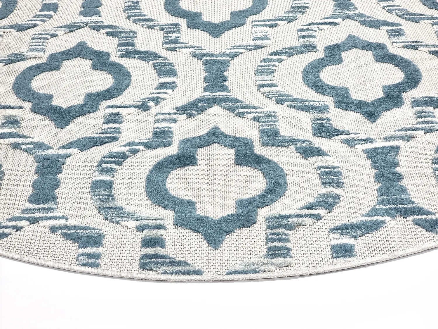 Kruhový koberec - Indoor/Outdoor Trenton (biela/modrá)