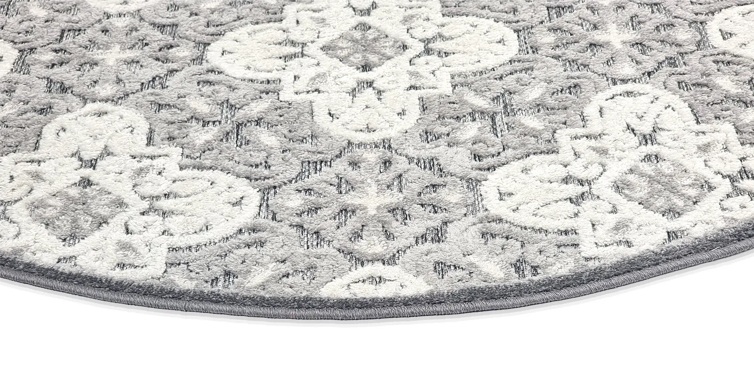Kruhový koberec - Indoor/Outdoor Hampton (šedý)
