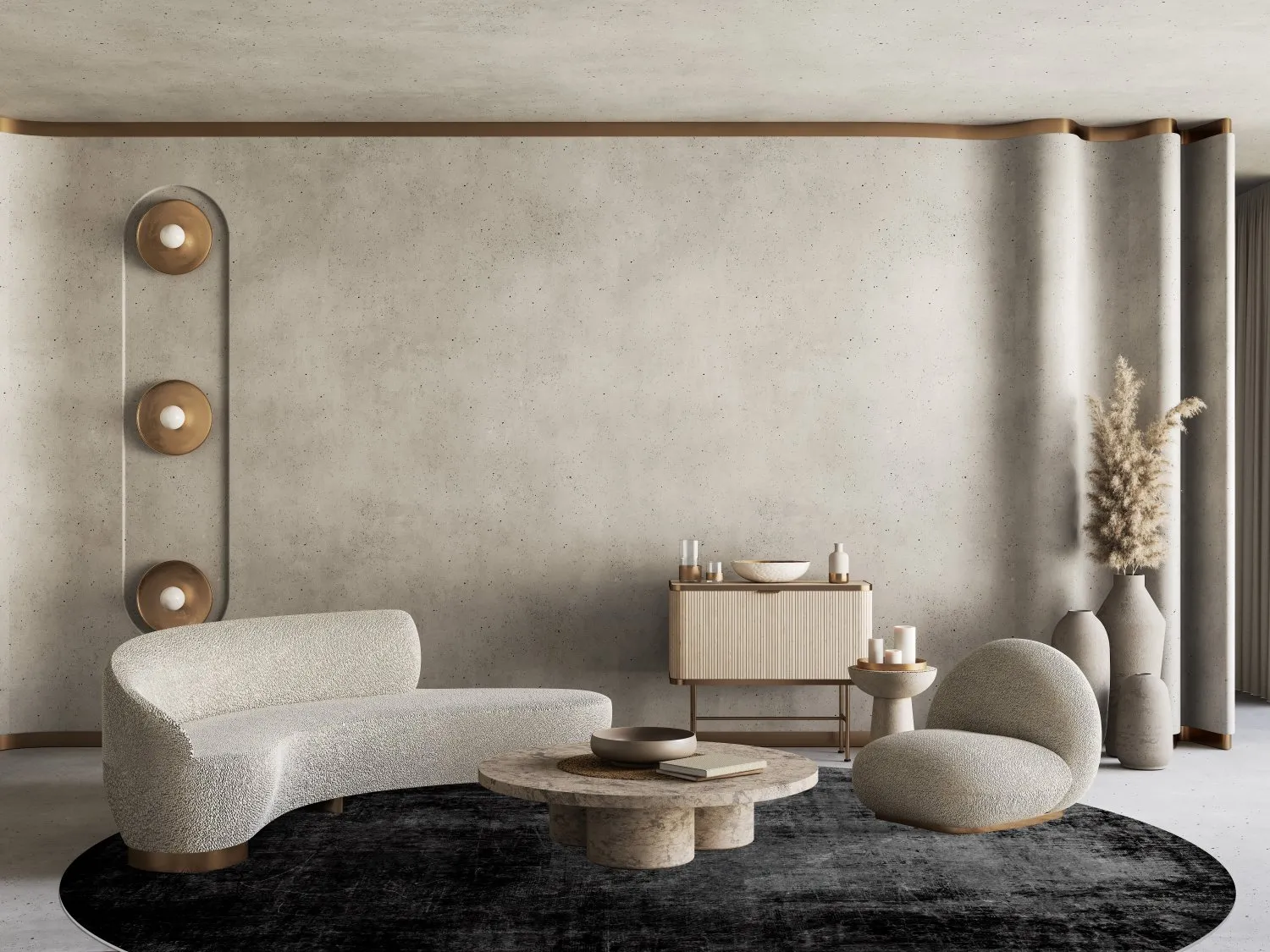 Kruhový koberec - Lynton (čierny)