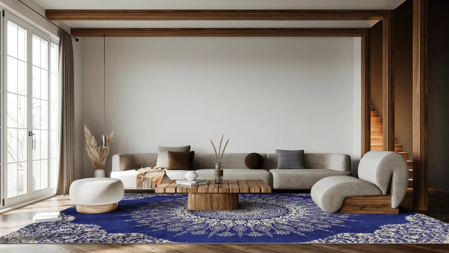 Koberec Wilton - Sandrigo (modrý/bežový)