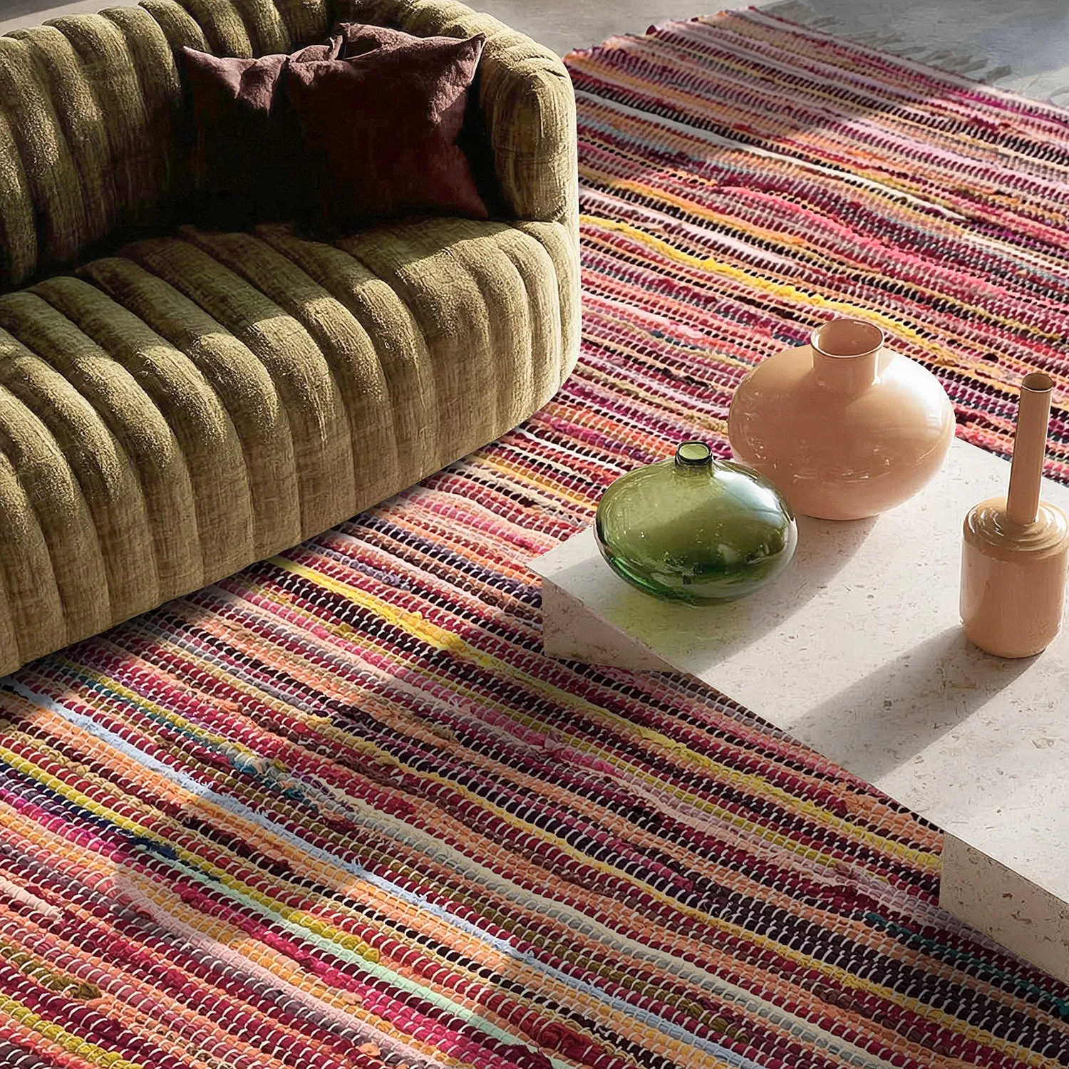 Koberec z kusov - Happy (ružová/multi)