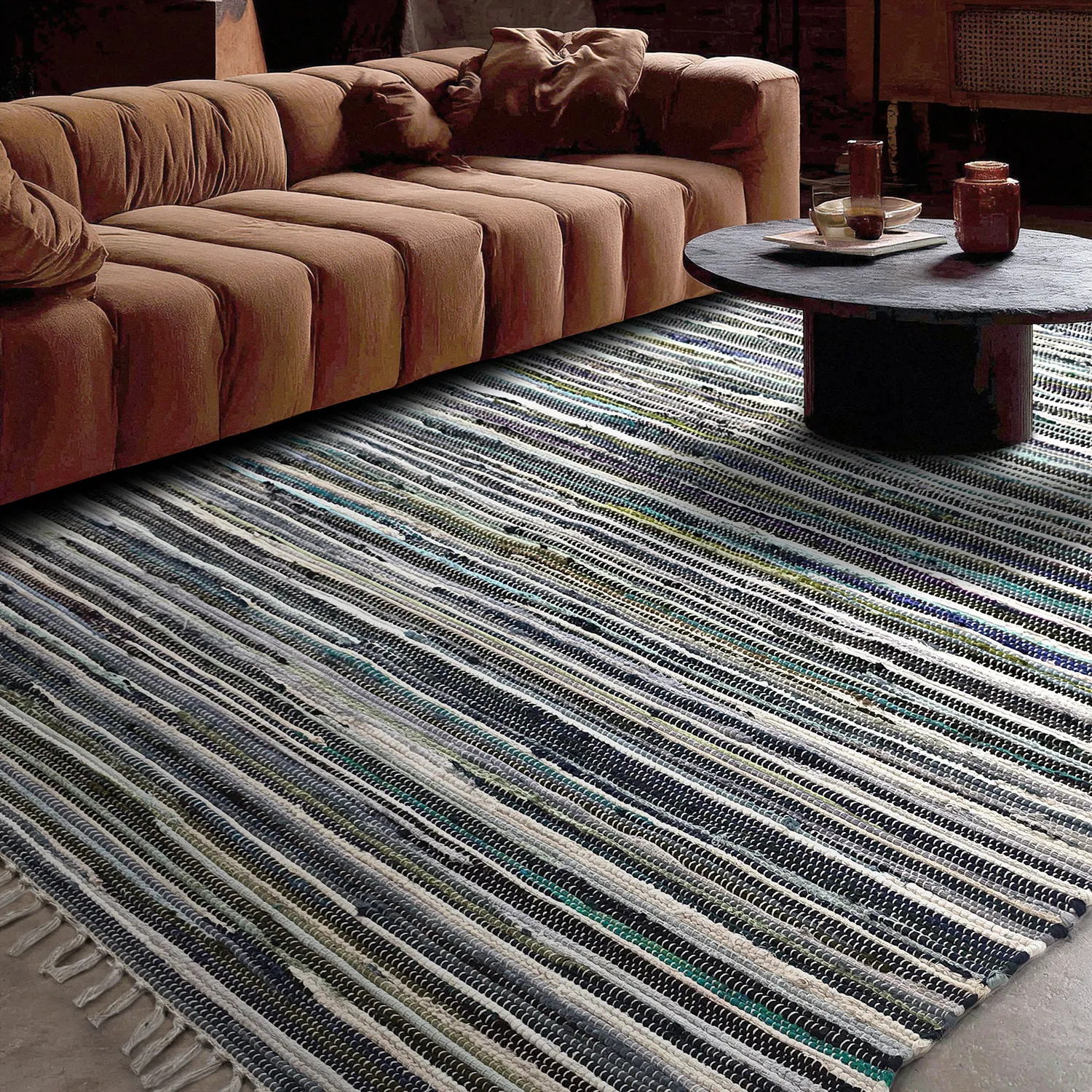 Koberec z kusov - Home (modrý/multi)