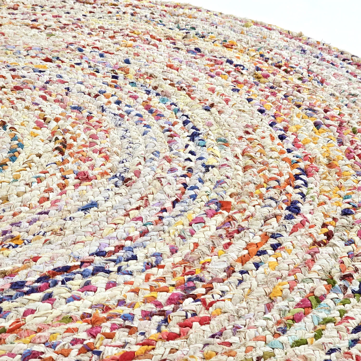 Kruhové koberce - Flätan (biela/multikolórová)