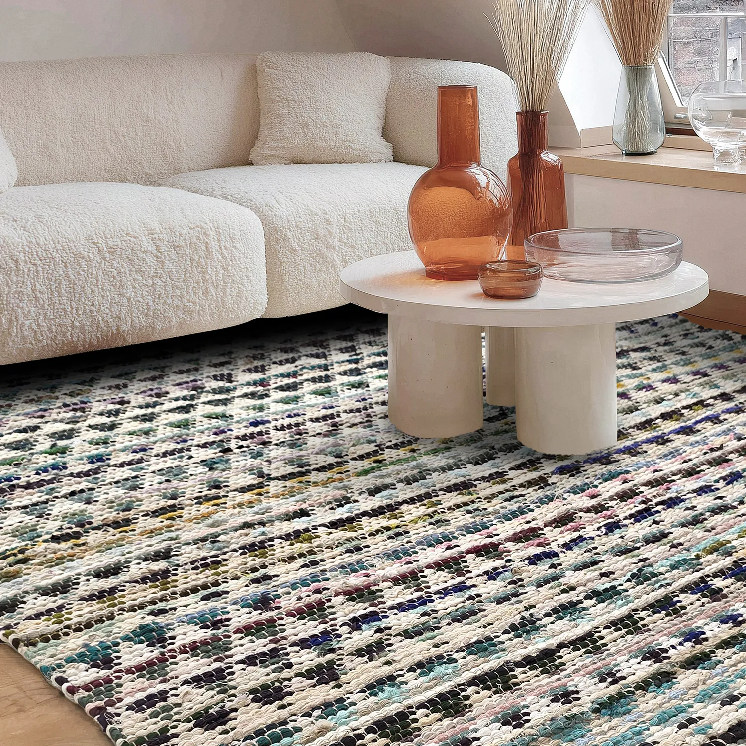 Koberec z kusov - Lindby (modrá/multi)