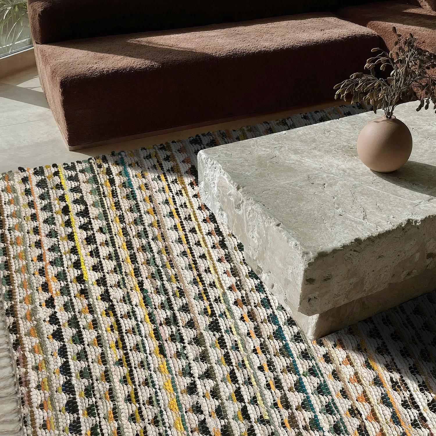 Koberec z kusov - Lindby (žltá/multi)