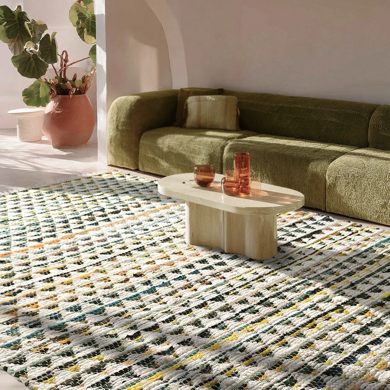 Koberec z kusov - Lindby (žltá/multi)