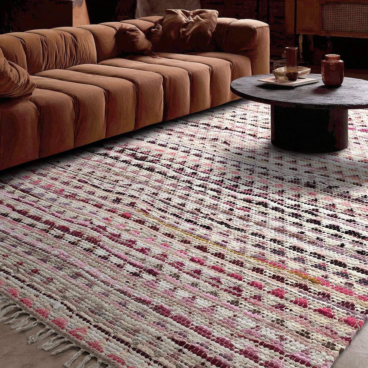 Koberec z patchworku - Lindby (ružová/multicolor)