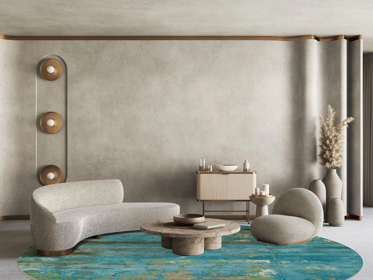 Koberec okrúhly - Domont (tyrkysová)