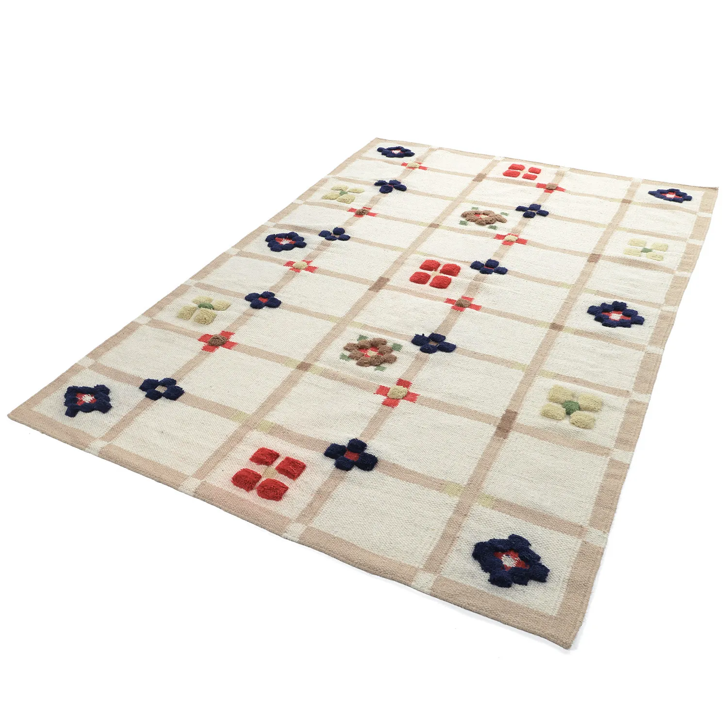 Vlnený koberec - Lausanne Flatweave Tufted Premium (biela/béžová)