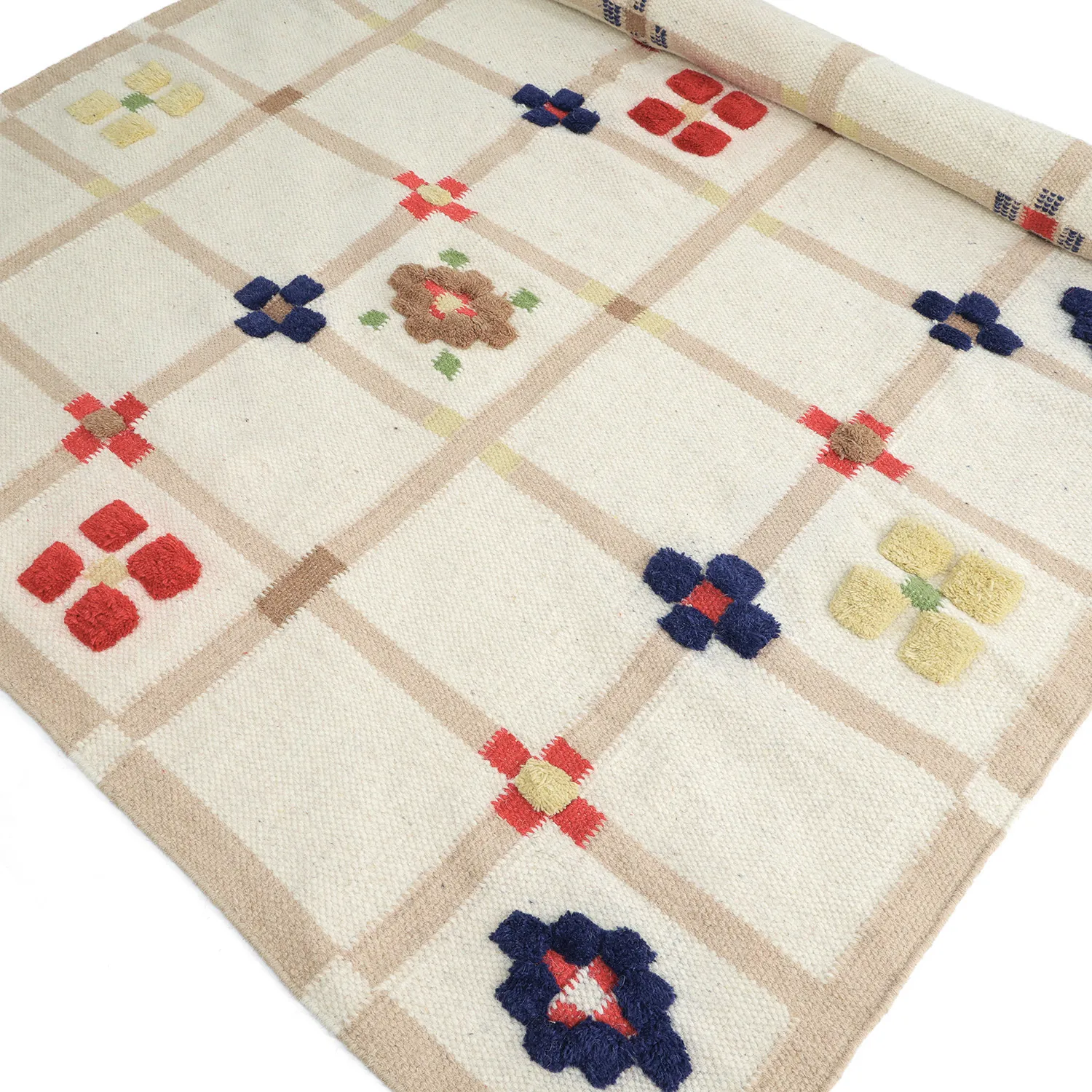 Vlnený koberec - Lausanne Flatweave Tufted Premium (biela/béžová)