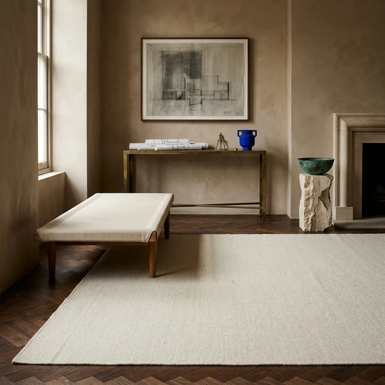 Vlnený koberec - Charonne Flat Handloom Wool Premium (krém)