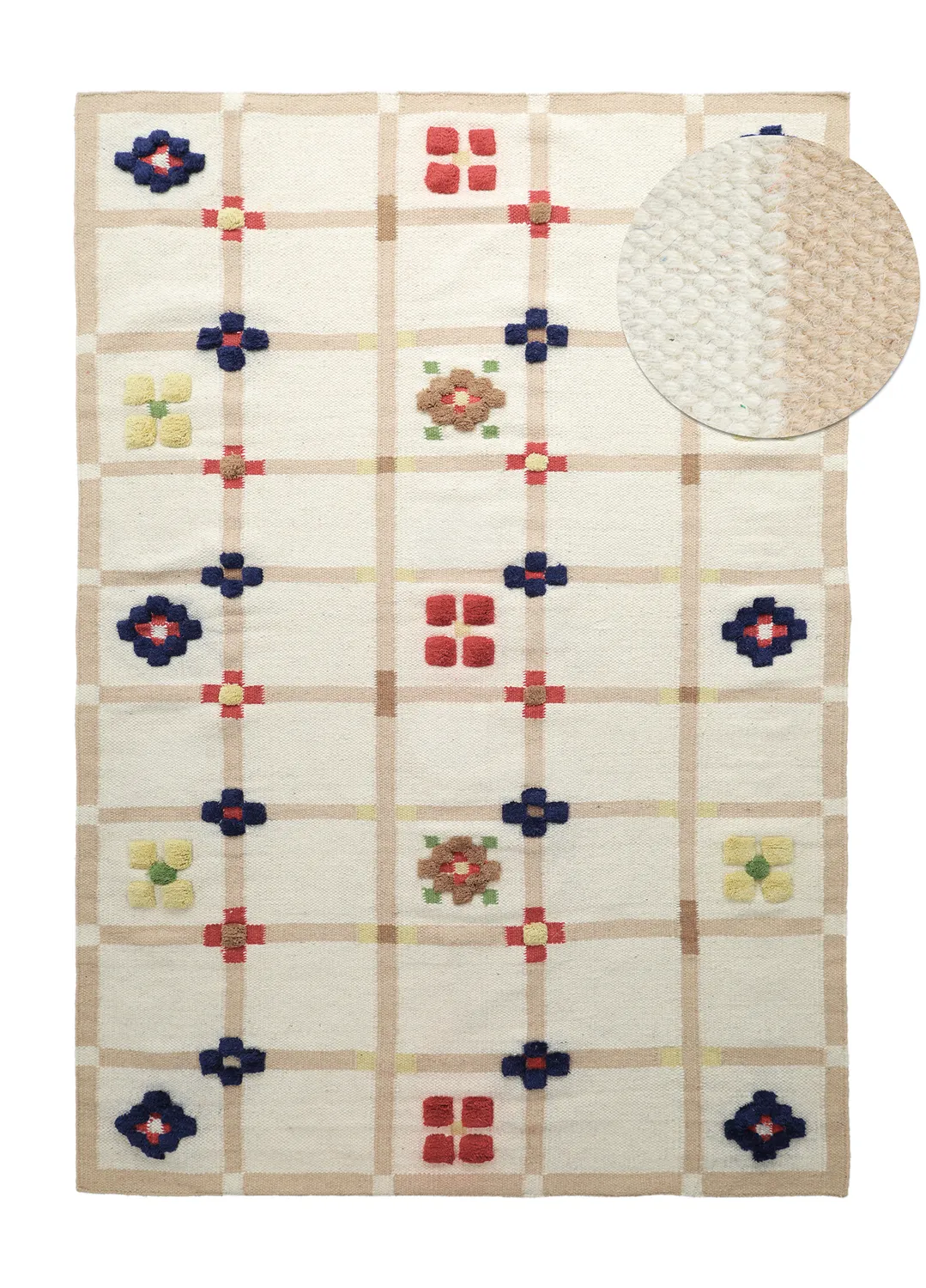 Vlnený koberec - Lausanne Flatweave Tufted Premium (biela/béžová)