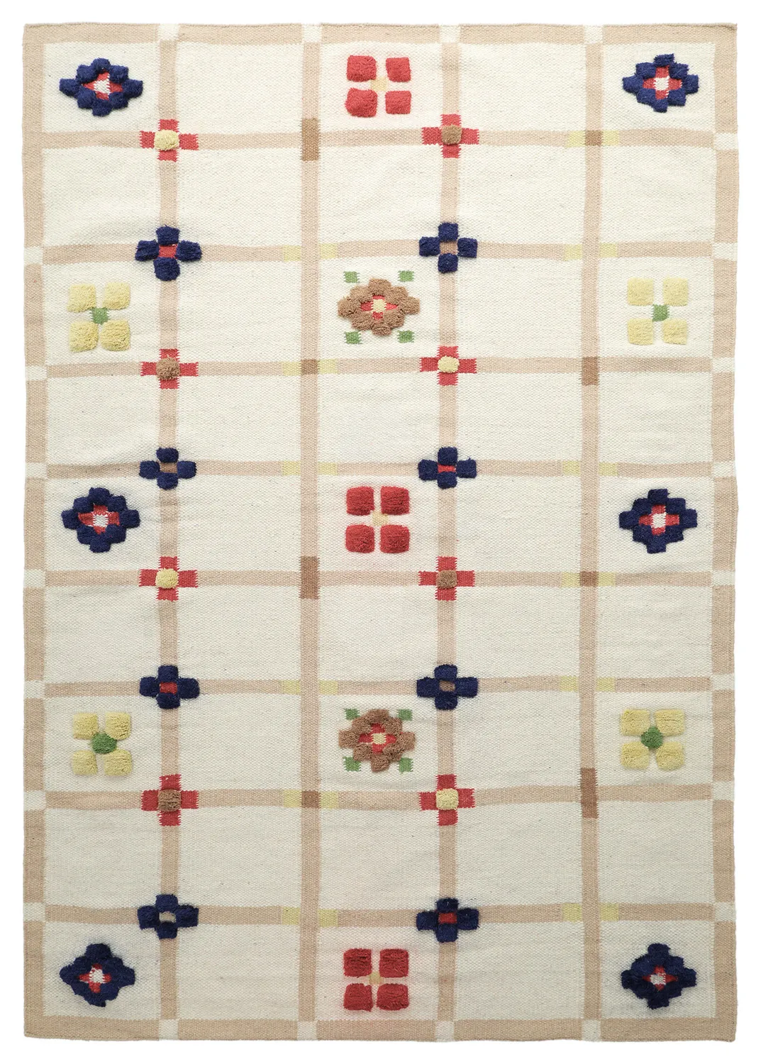 Vlnený koberec - Lausanne Flatweave Tufted Premium (biela/béžová)