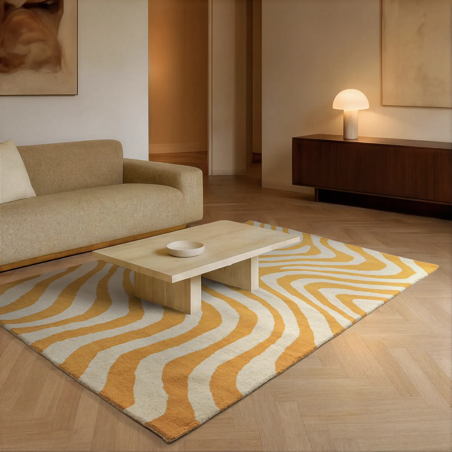 Vlnený koberec - Aiz Hand Tufted Wool Premium (žltá)