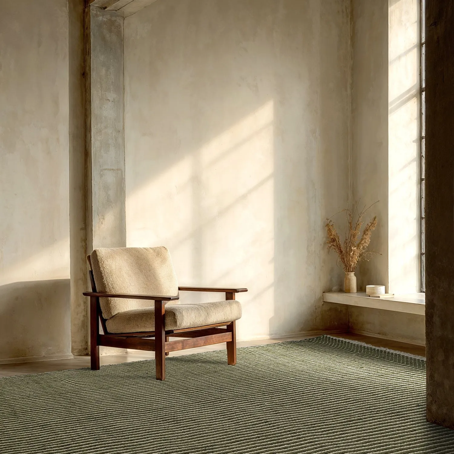 Vlnený koberec - Arbil (zelená/biela)