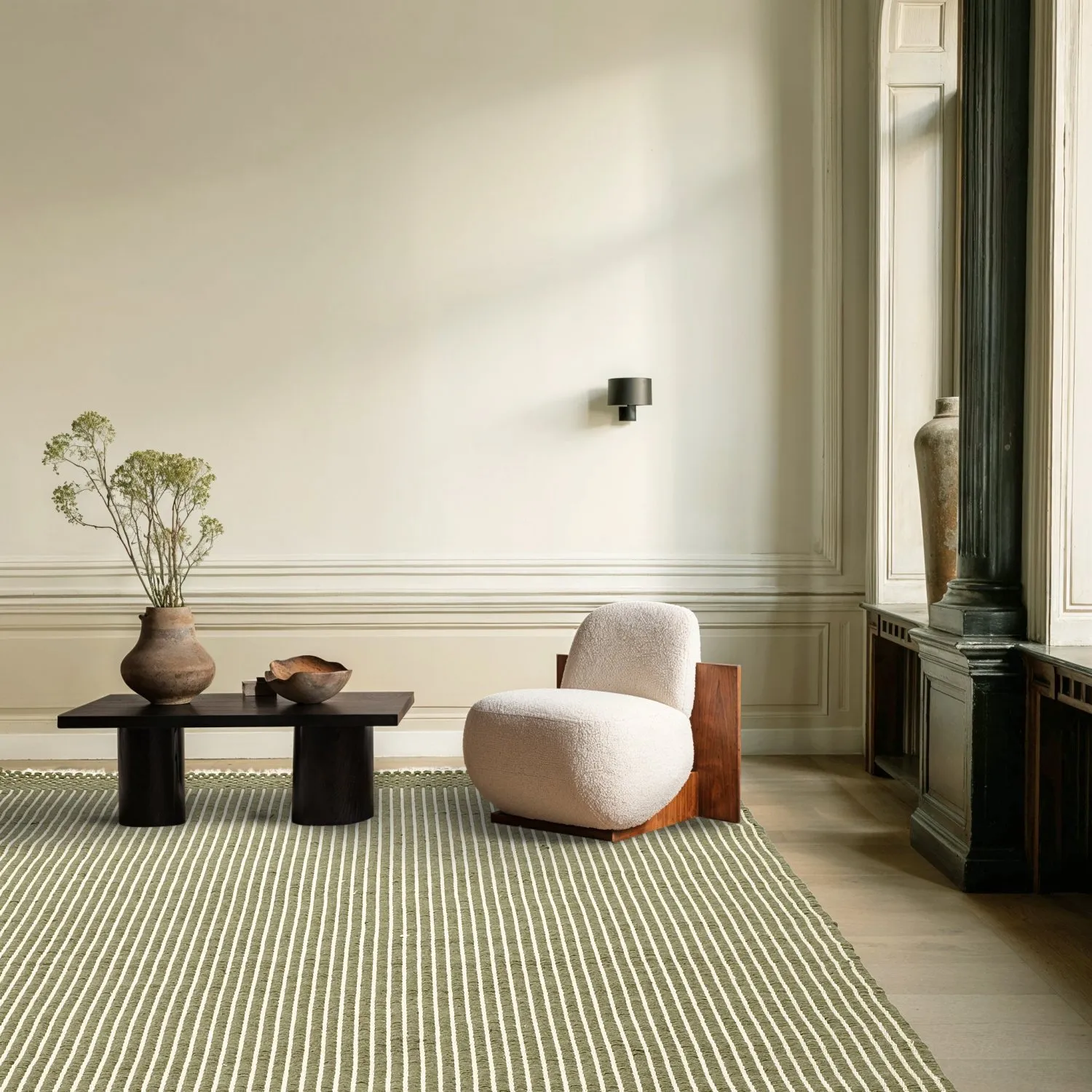 Vlnený koberec - Arbil (zelená/biela)