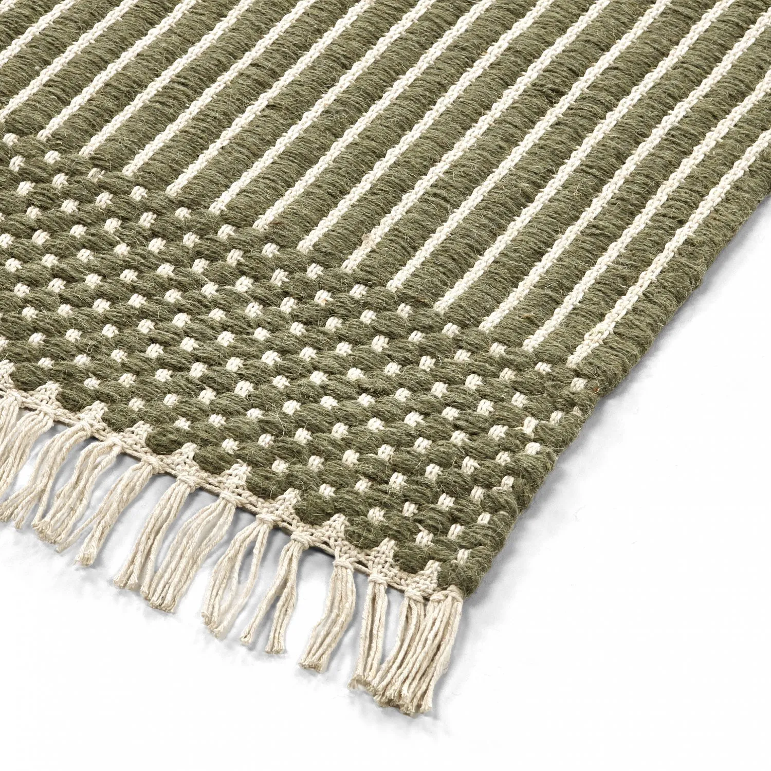 Vlnený koberec - Arbil (zelená/biela)