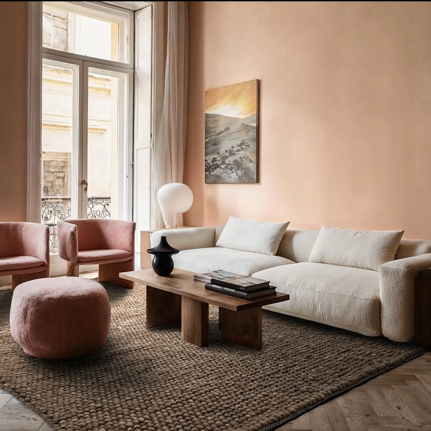 Vlněný koberec - Avafors Wool Bubble (hnědý/beige)