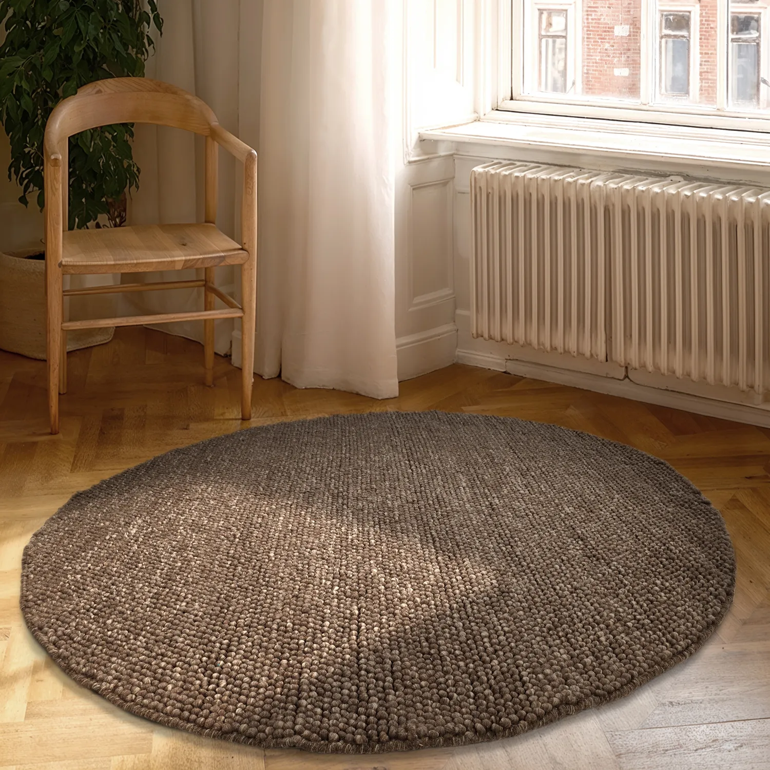 Kulatý koberec - Avafors Wool Bubble (hnědý/beige)