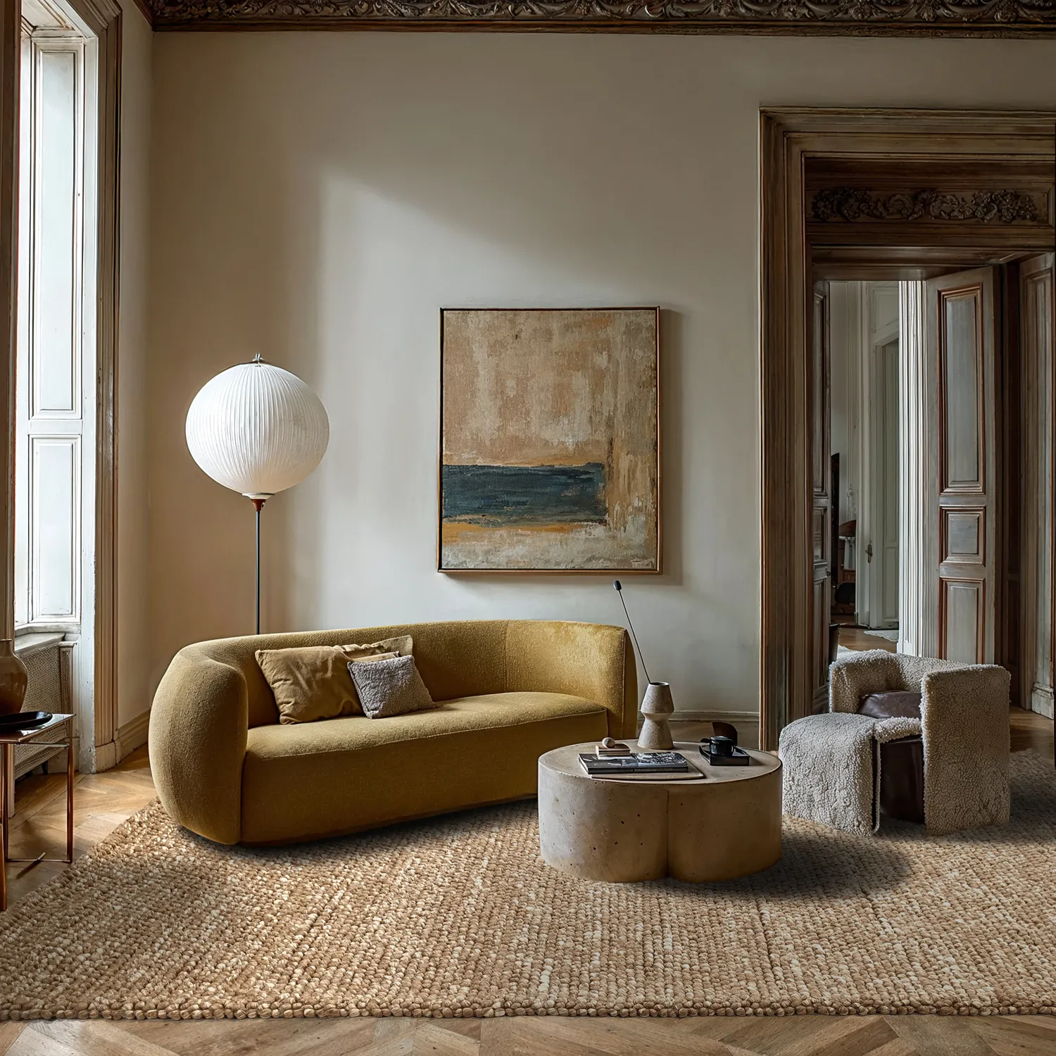 Vlněný koberec - Avafors Wool Bubble (světle hnědý/bílý)