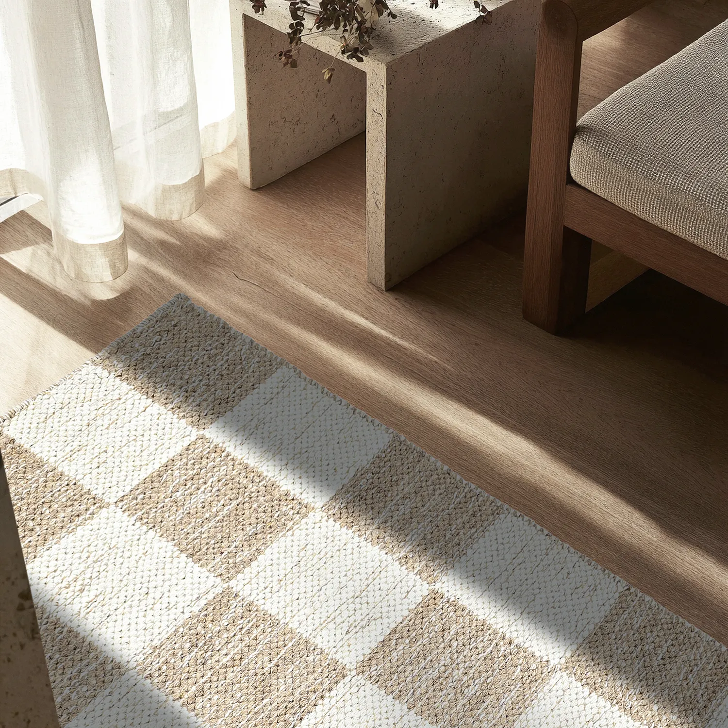 Ullmatta - Dundee (beige/vit)
