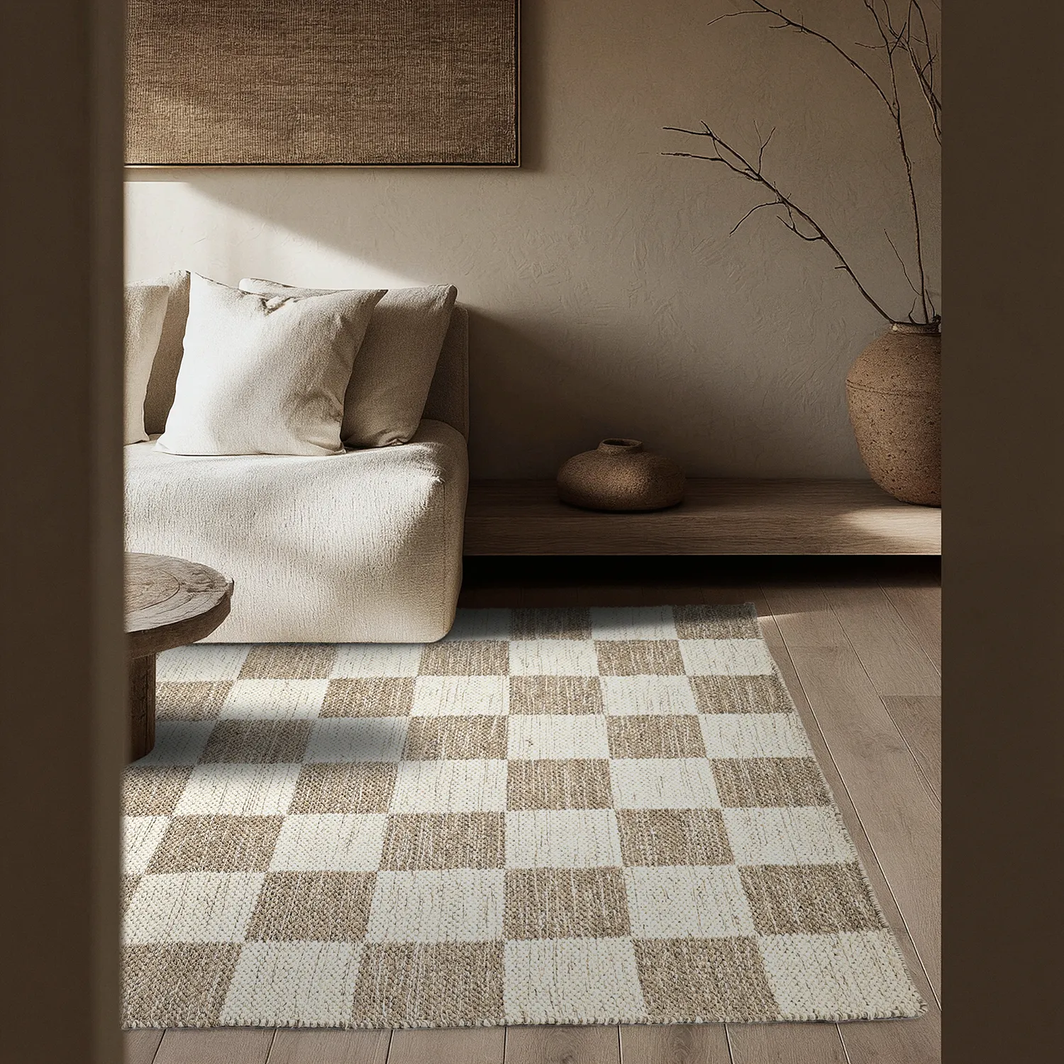 Ullmatta - Dundee (beige/vit)