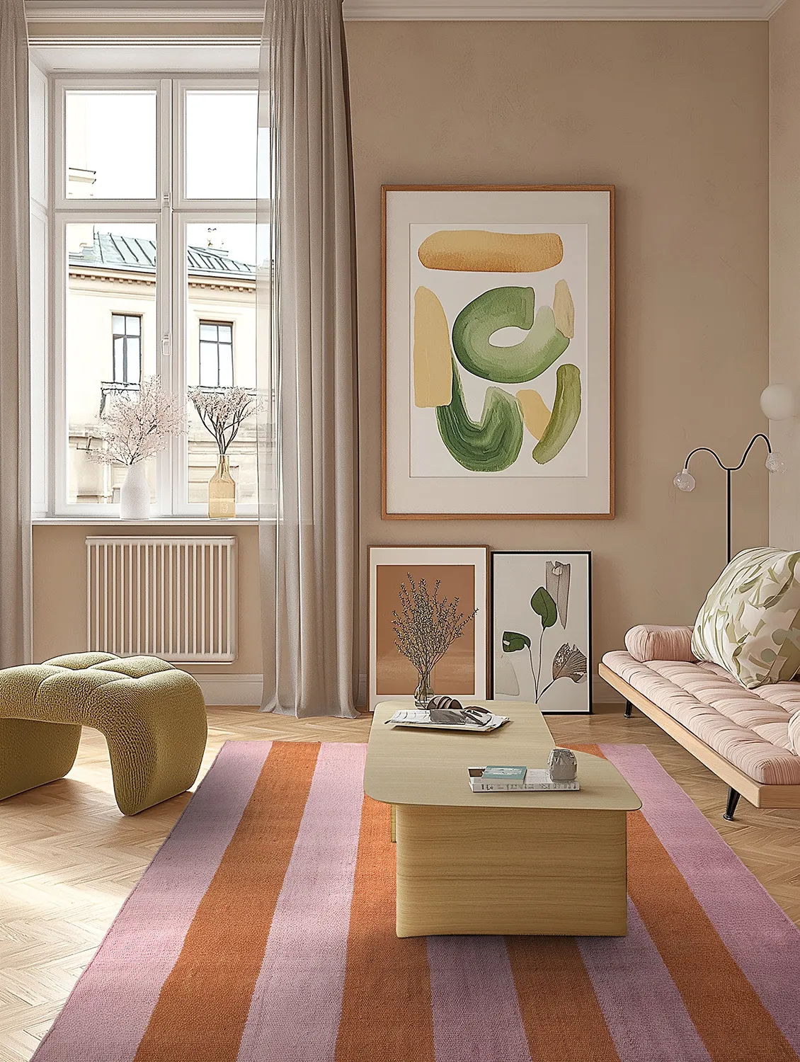 Vlnený koberec - Garine (oranžová/ružová)