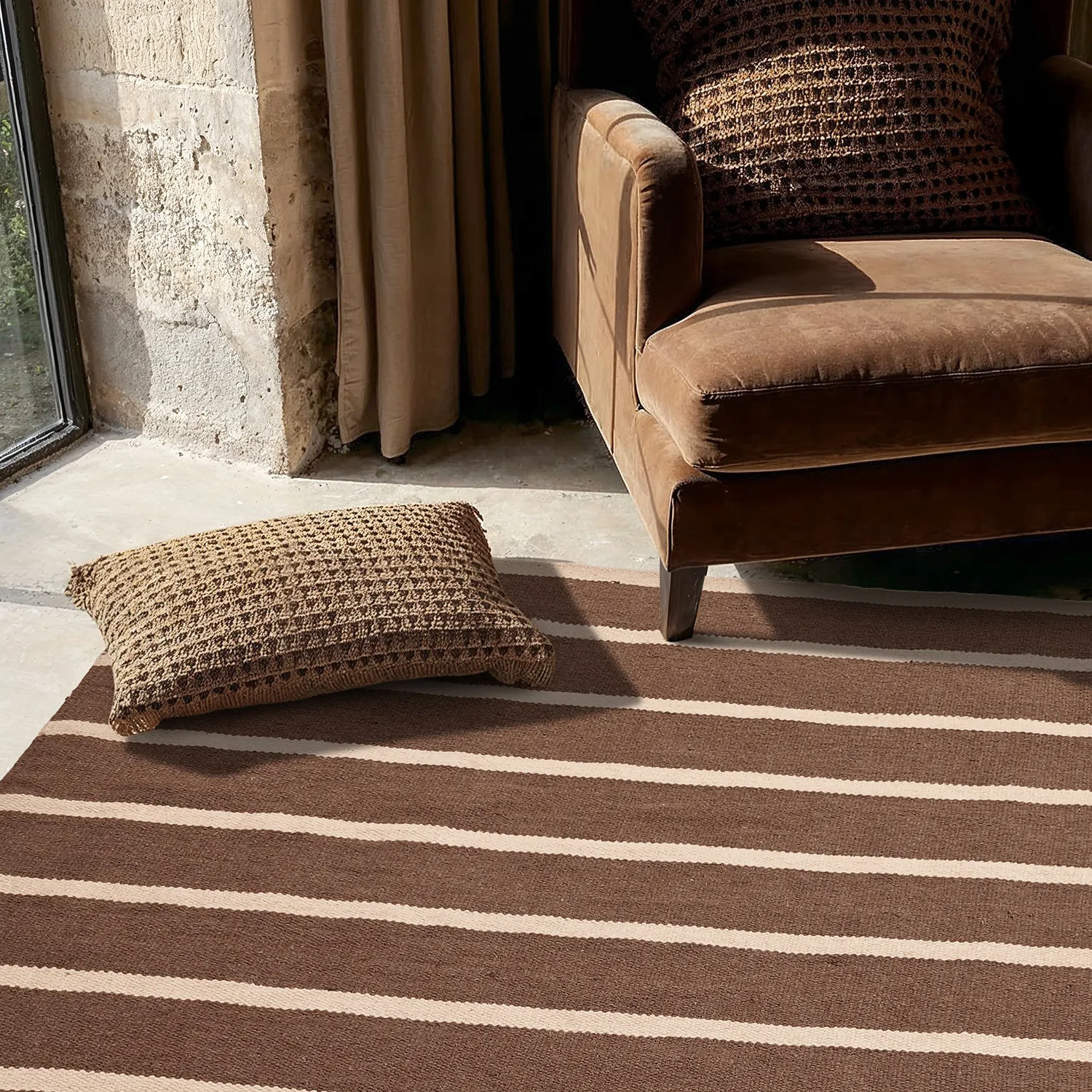 Vlnený koberec - Luton (prírodný/tmavý taupe)