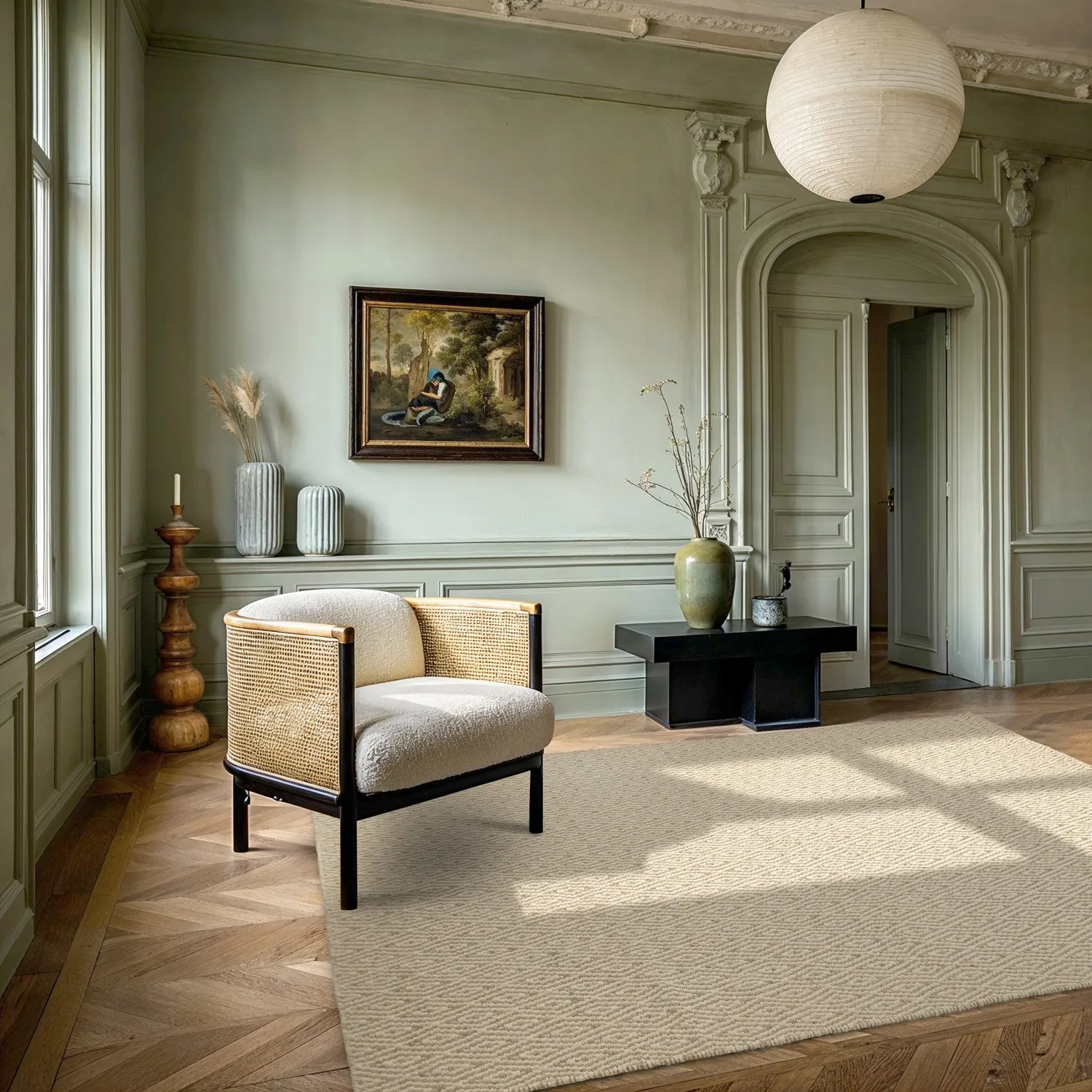 Vlnený koberec - Monastir (béžová/biela)