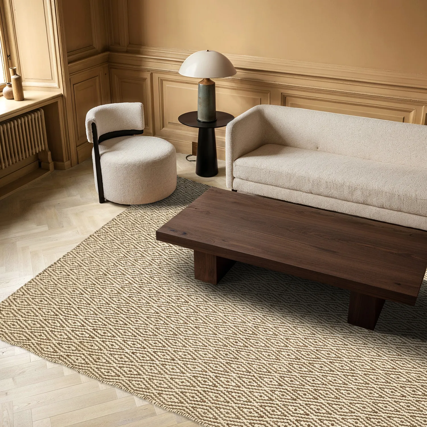 Vlnený koberec - Monastir (hnedá/biela)