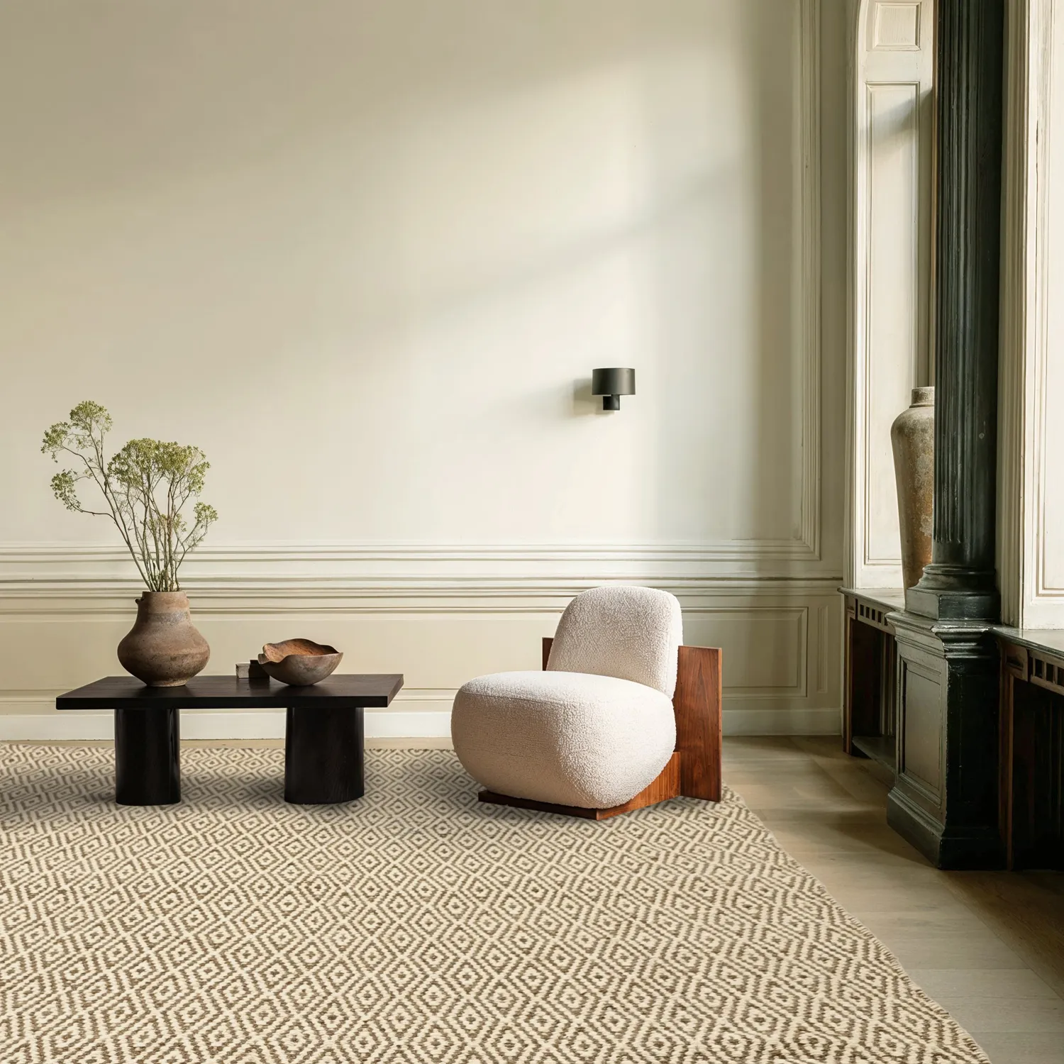 Vlnený koberec - Monastir (hnedá/biela)