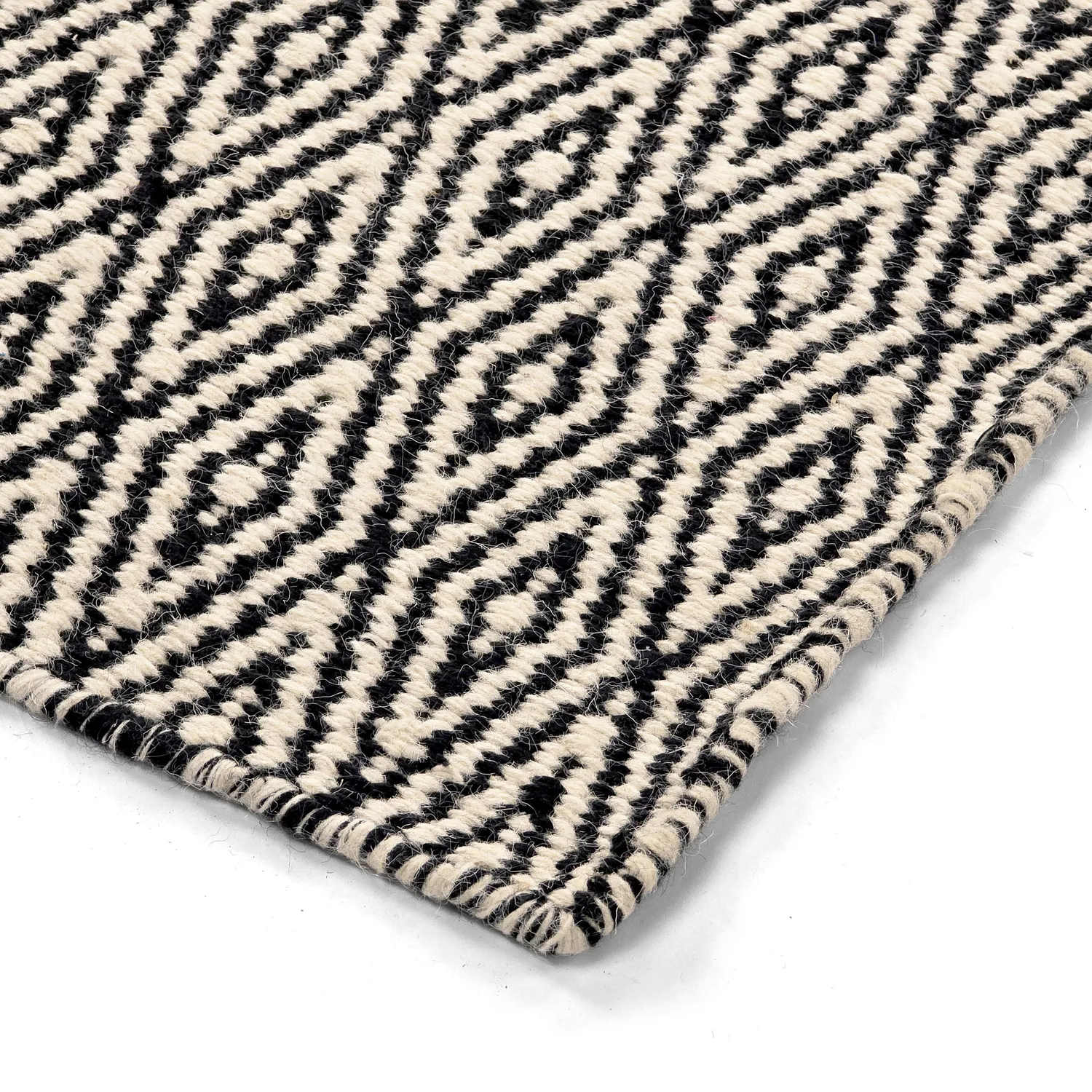 Vlnený koberec - Monastir (čierna/biela)