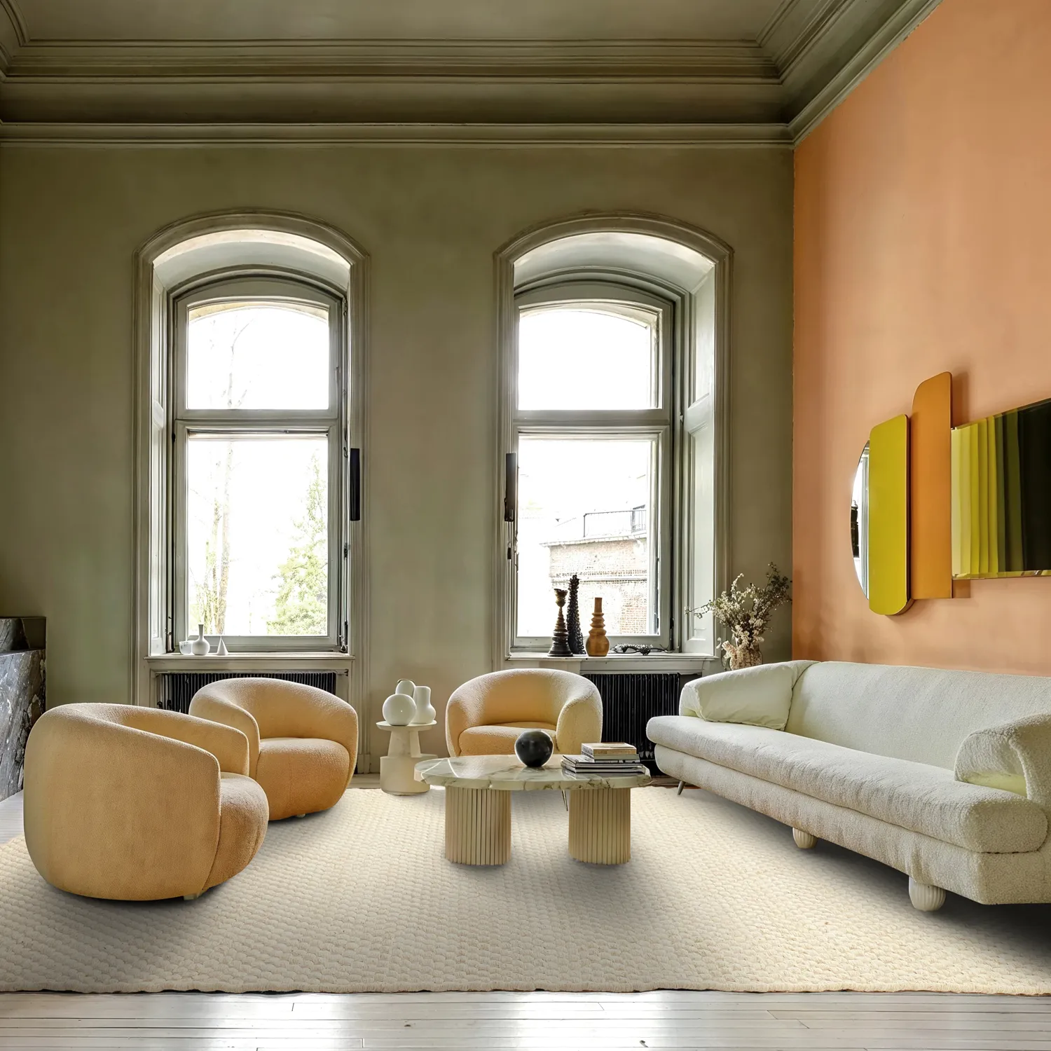 Vlnený koberec - Ovelia (béžový/biely)