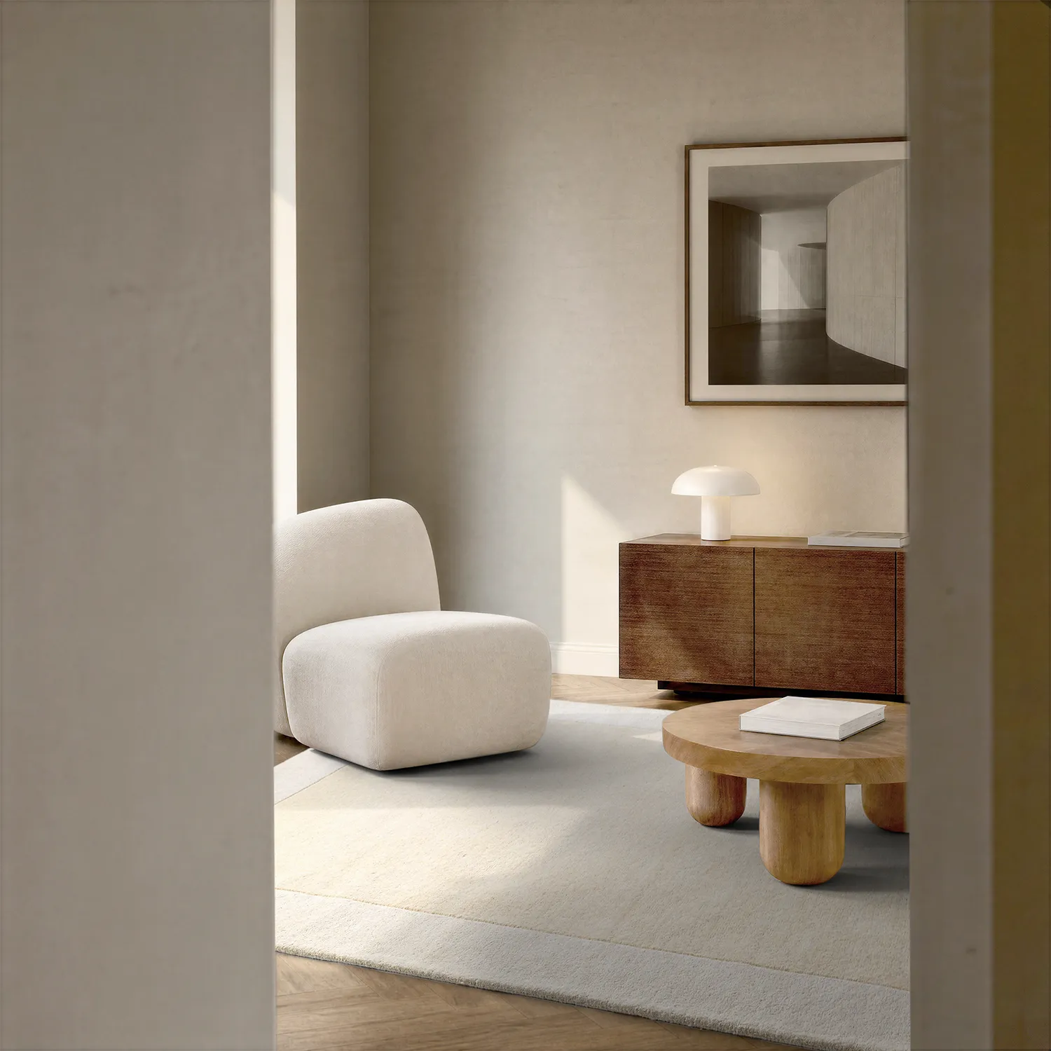 Vlnený koberec - Puri Hand Tufted Wool Premium (krémová/biela)