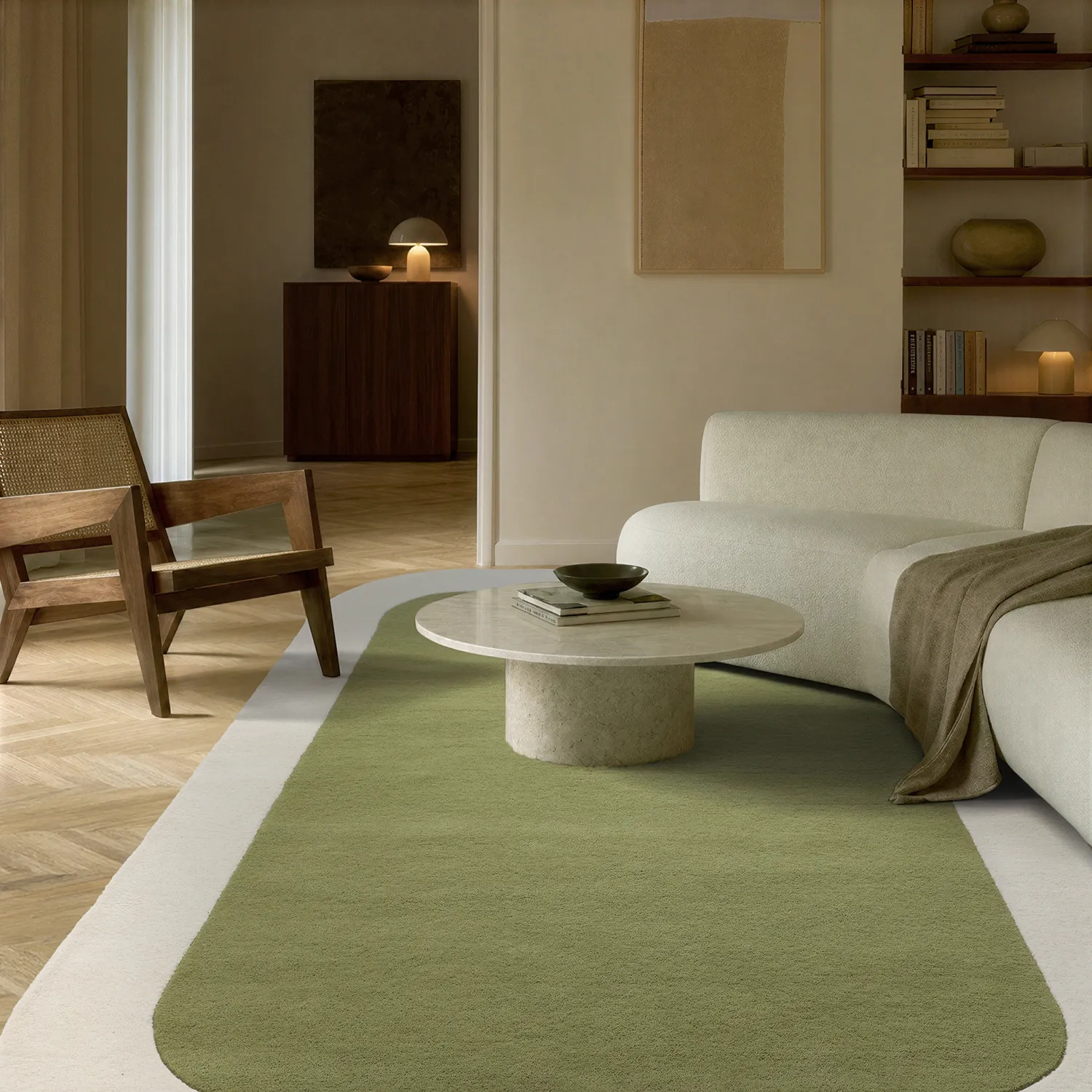 Vlnený koberec - Puri Hand Tufted Wool Premium (zelená/krémová)