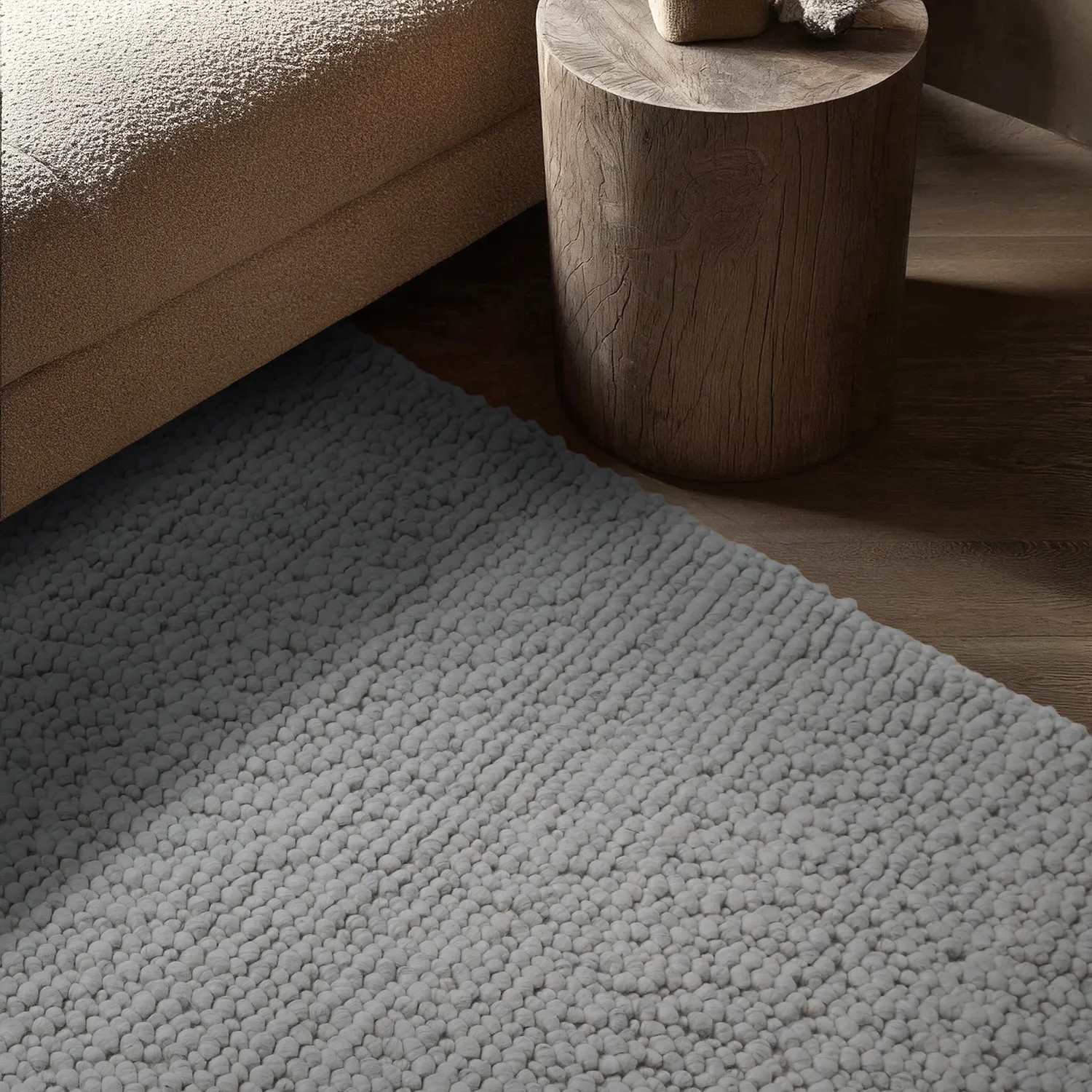 Ullmatta - Sala Irregular Wool Bubble (ljusgrå melerad)