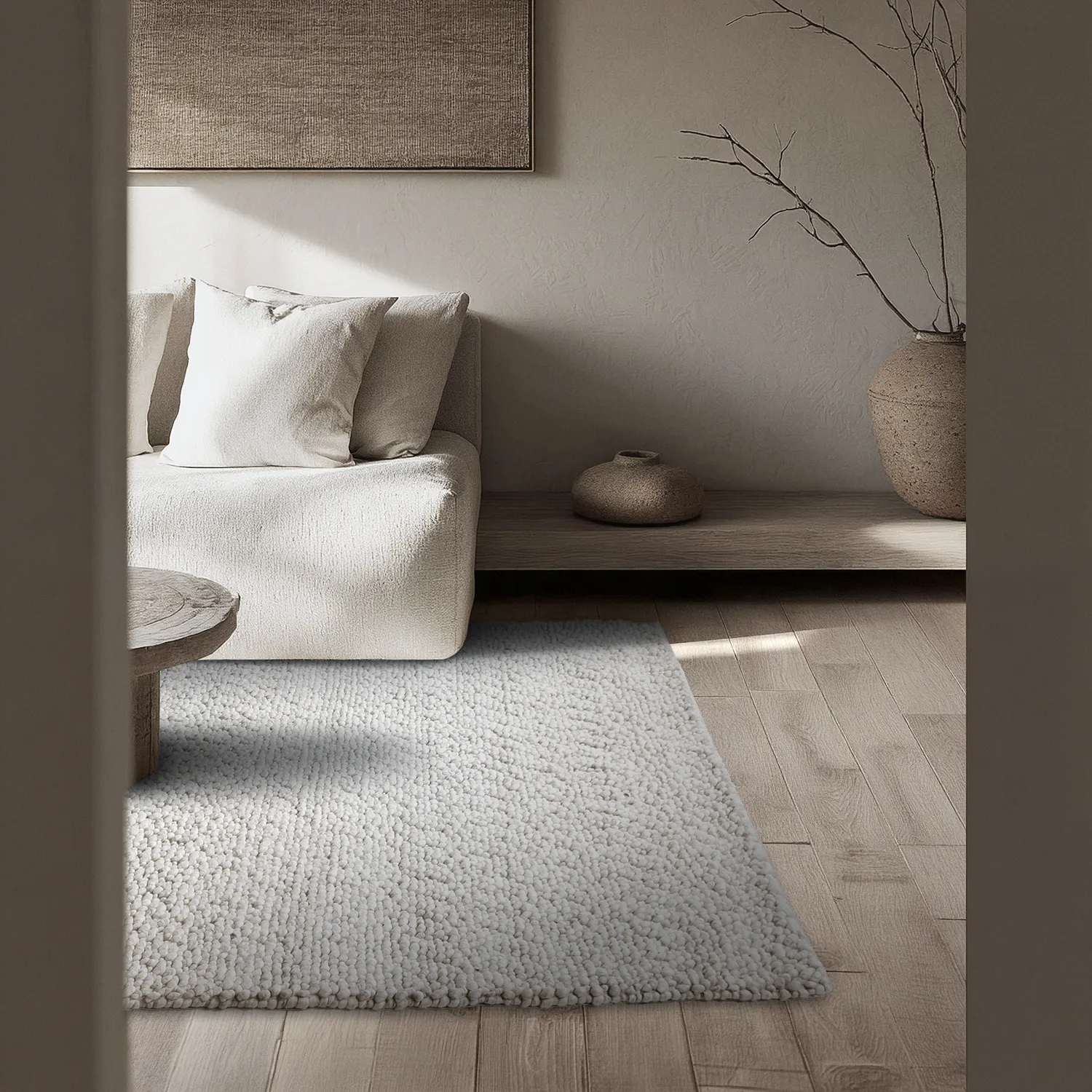 Ullmatta - Sala Irregular Wool Bubble (ljusgrå melerad)