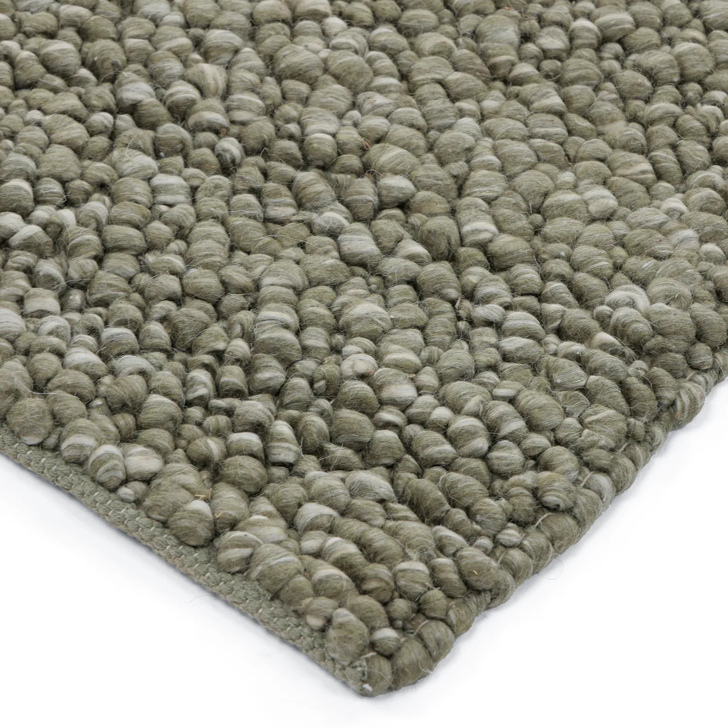 Ullmatta - Sala Irregular Wool Bubble (mossgrön/vitmelerad)