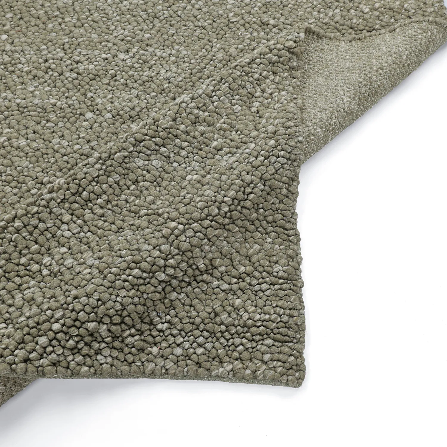Ullmatta - Sala Irregular Wool Bubble (mossgrön/vitmelerad)