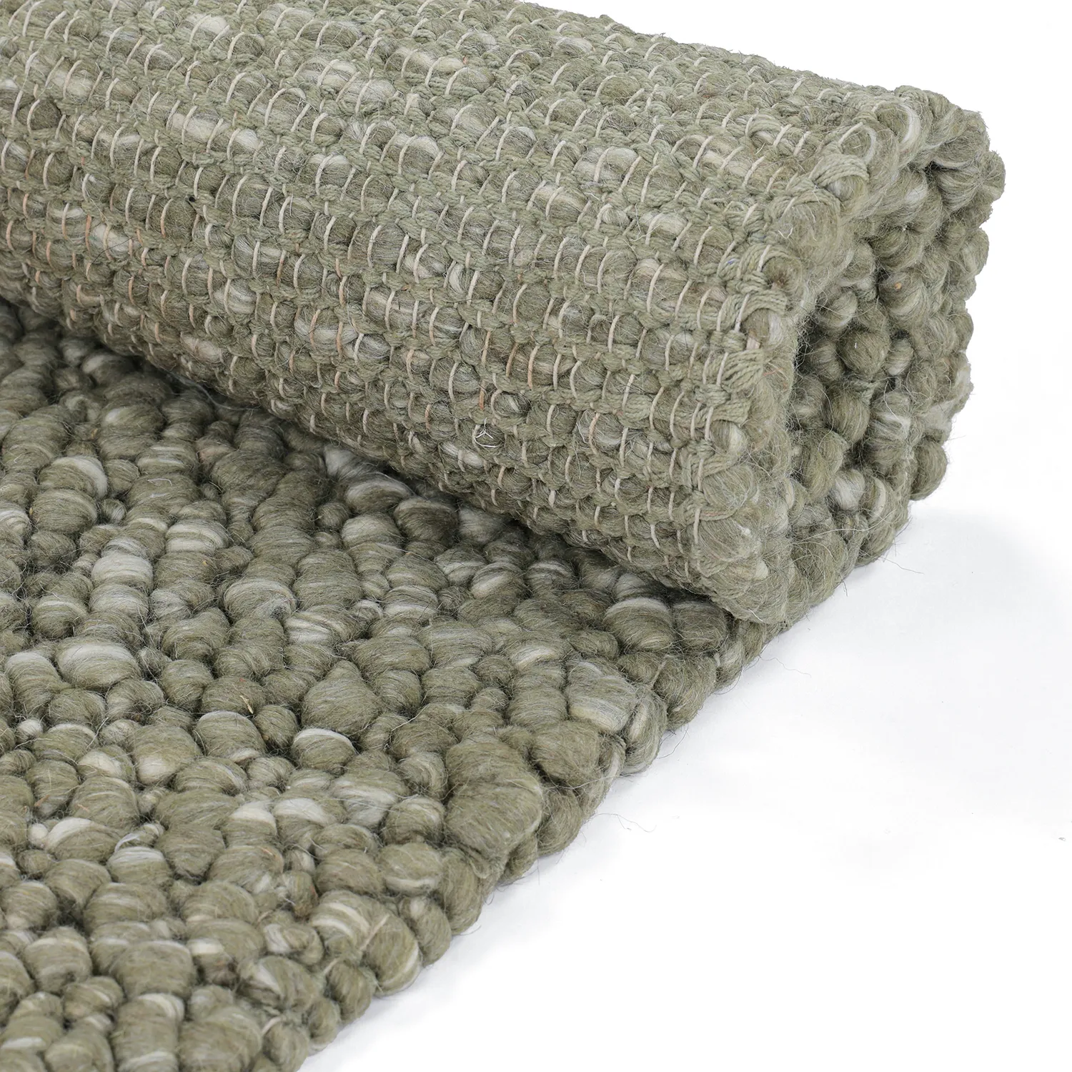 Ullmatta - Sala Irregular Wool Bubble (mossgrön/vitmelerad)