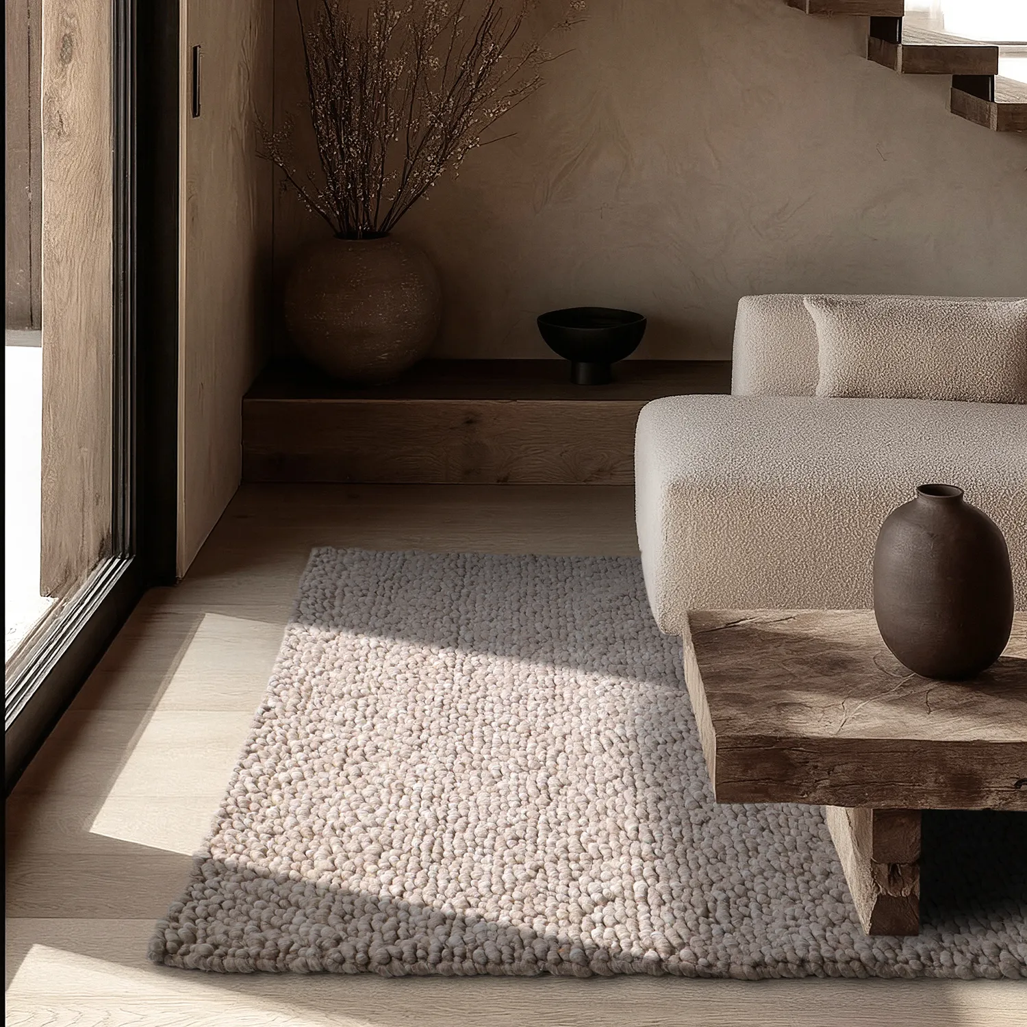 Ullmatta - Sala Irregular Wool Bubble (taupe/vitmelerad)