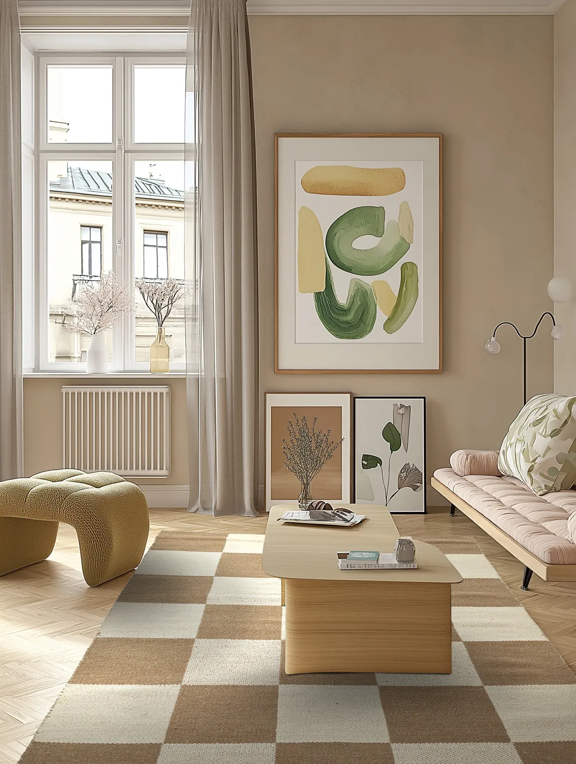 Vlněný koberec - Scacco (hnědý/beige)