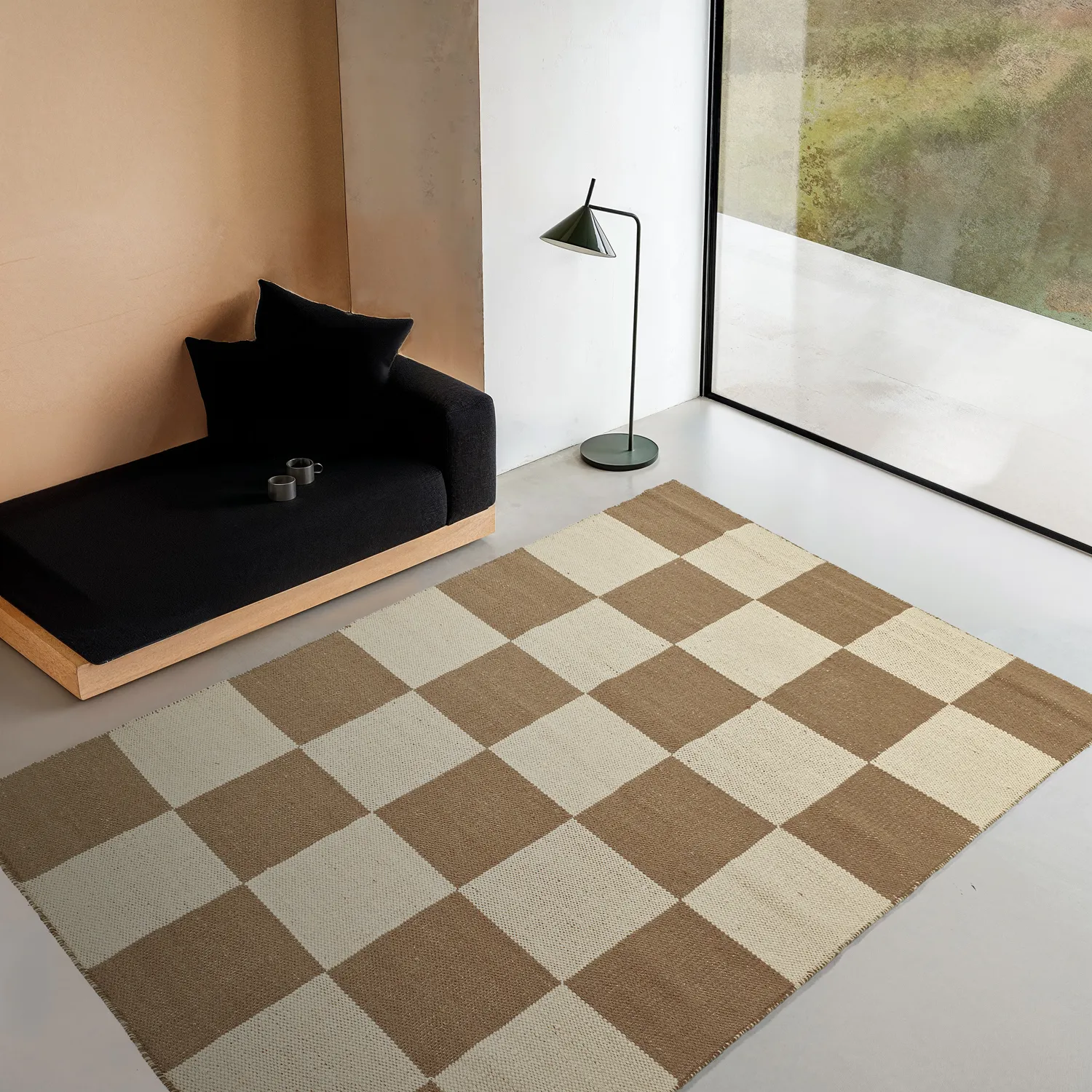 Vlněný koberec - Scacco (hnědý/beige)