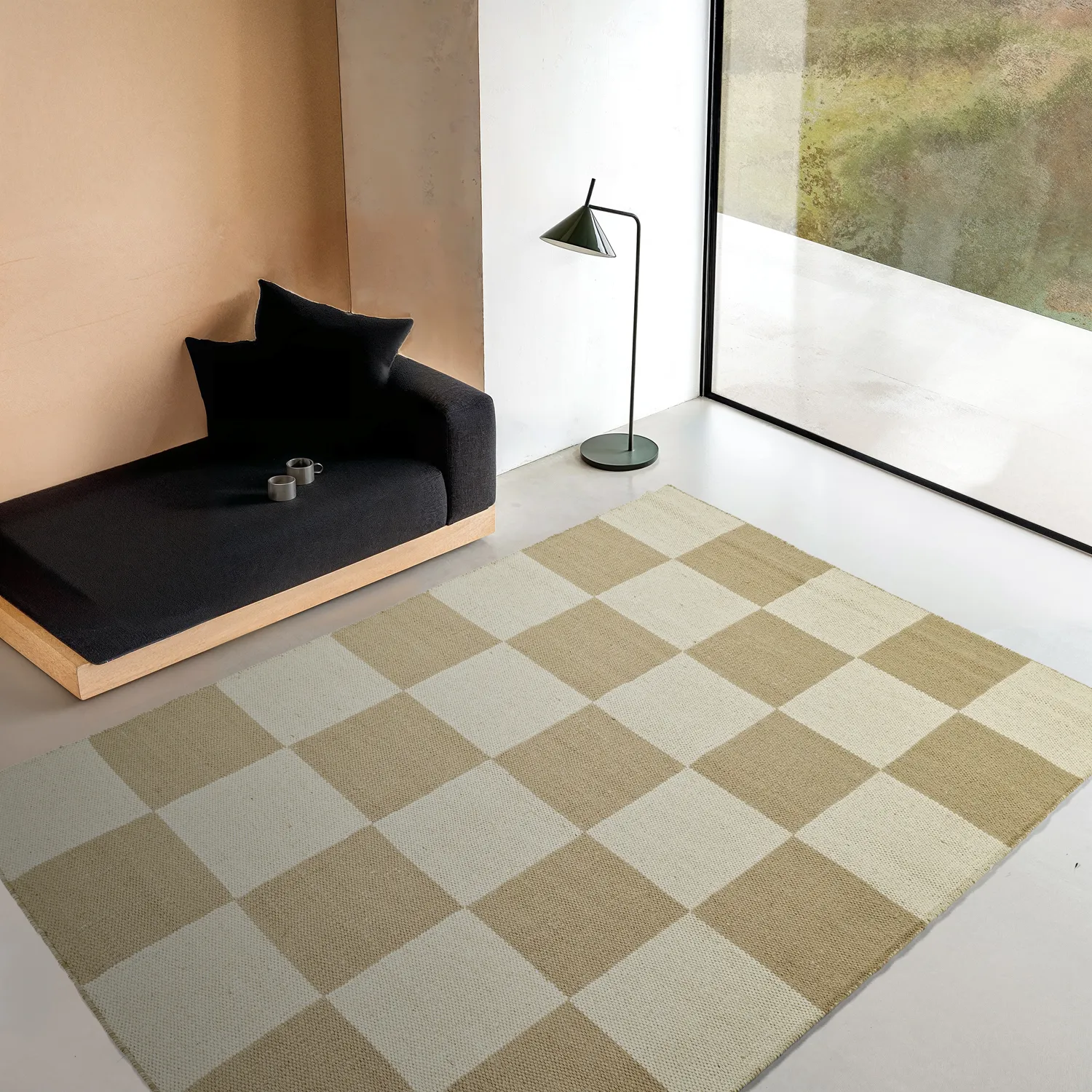 Vlněný koberec - Scacco (bílý/beige)