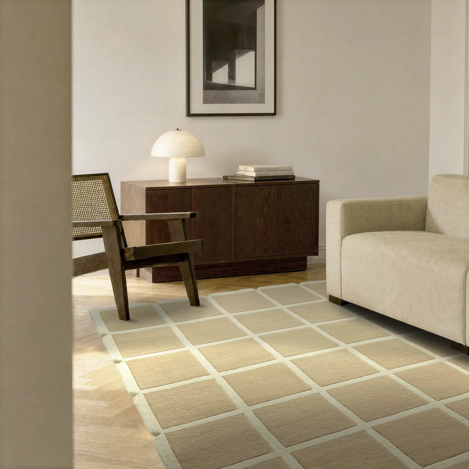 Vlnený koberec - Syl Hand Tufted Wool Premium (béžová/krémová)
