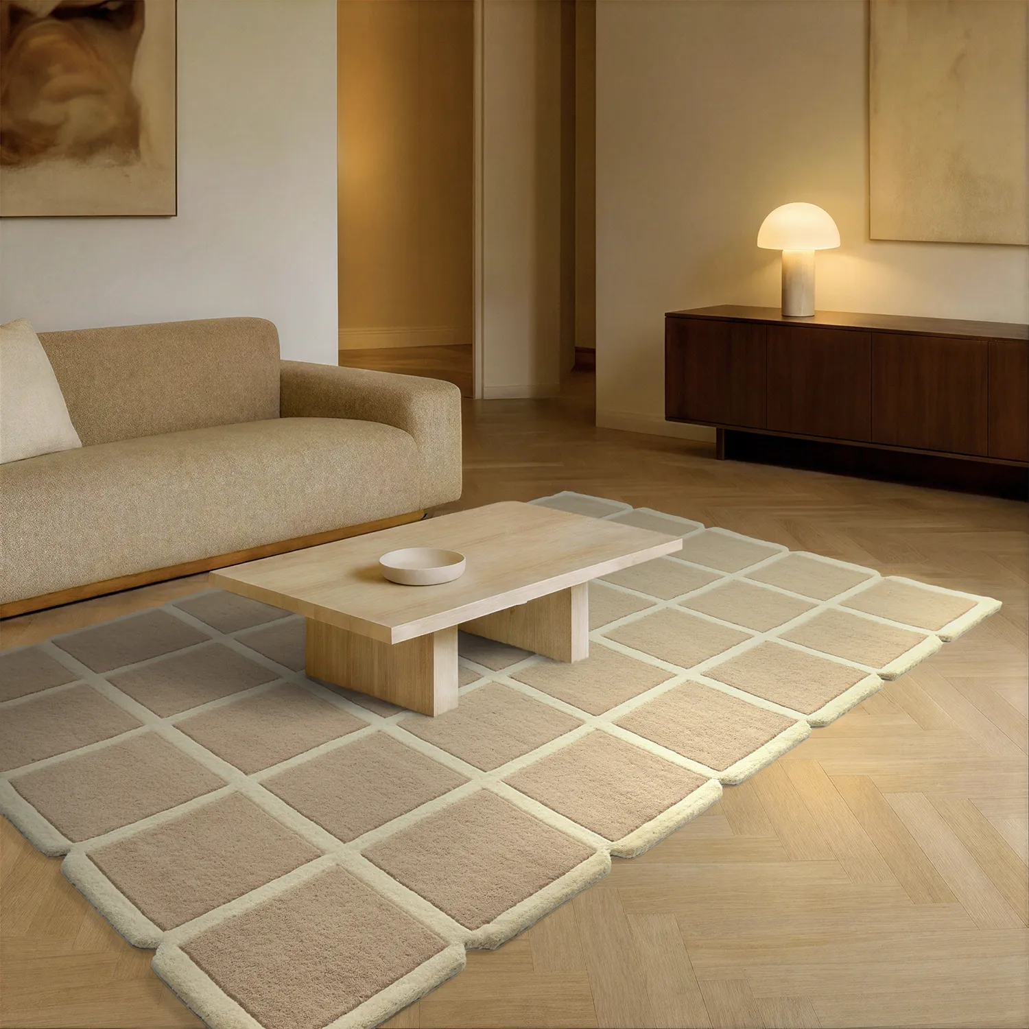 Vlnený koberec - Syl Hand Tufted Wool Premium (béžová/krémová)