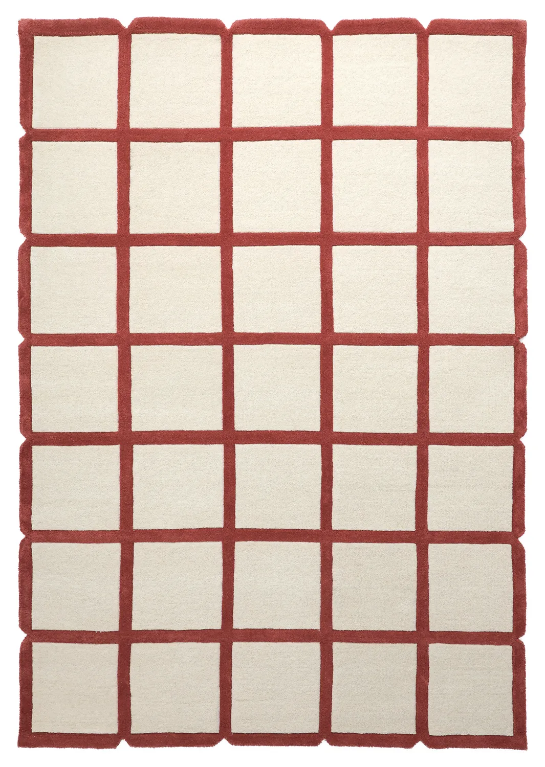 Vlnený koberec - Syl Hand Tufted Wool Premium (červená/biela)