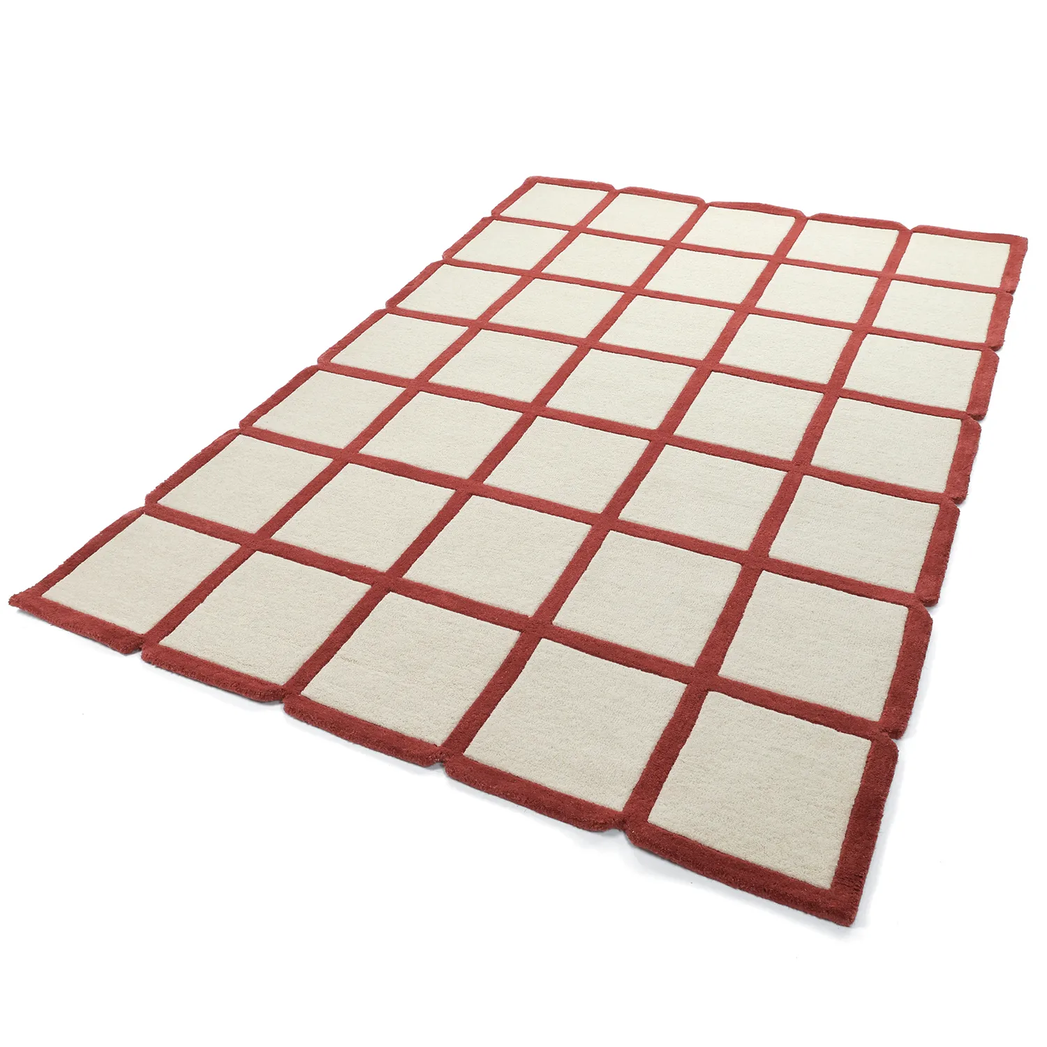 Vlnený koberec - Syl Hand Tufted Wool Premium (červená/biela)