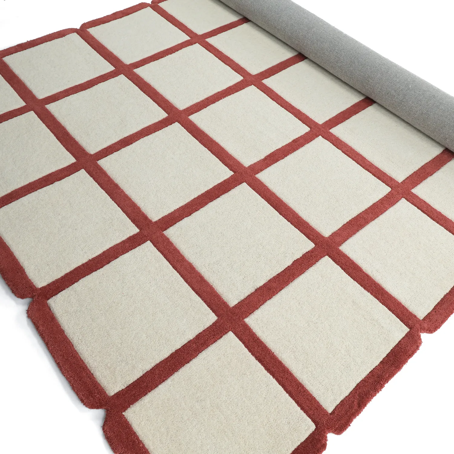 Vlnený koberec - Syl Hand Tufted Wool Premium (červená/biela)