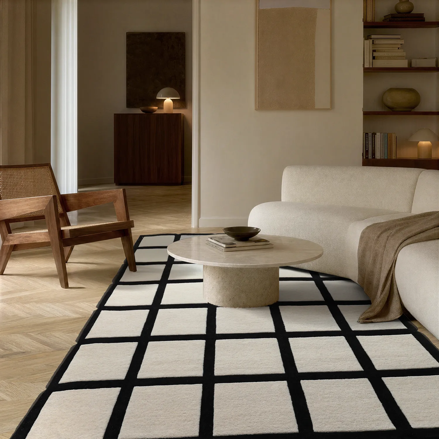 Vlnený koberec - Syl Hand Tufted Wool Premium (čierna/biela)